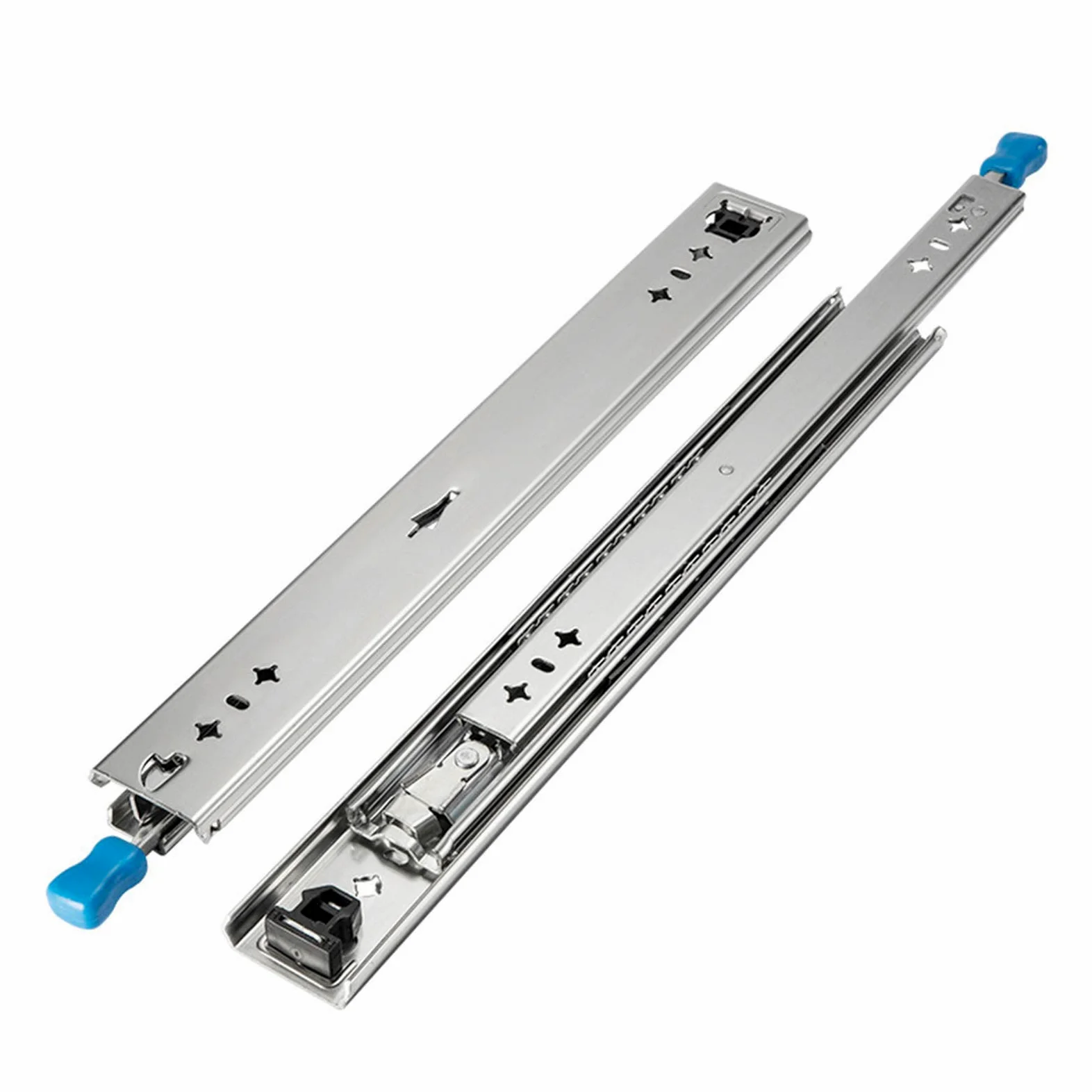 Guide per cassetti industriali Ultra Resistenti con Serratura, Estensione Completa a 3 Pieghe, Cuscinetti a Sfera, Larghezza 53 mm, Montaggio Laterale, 1 Coppia ()
