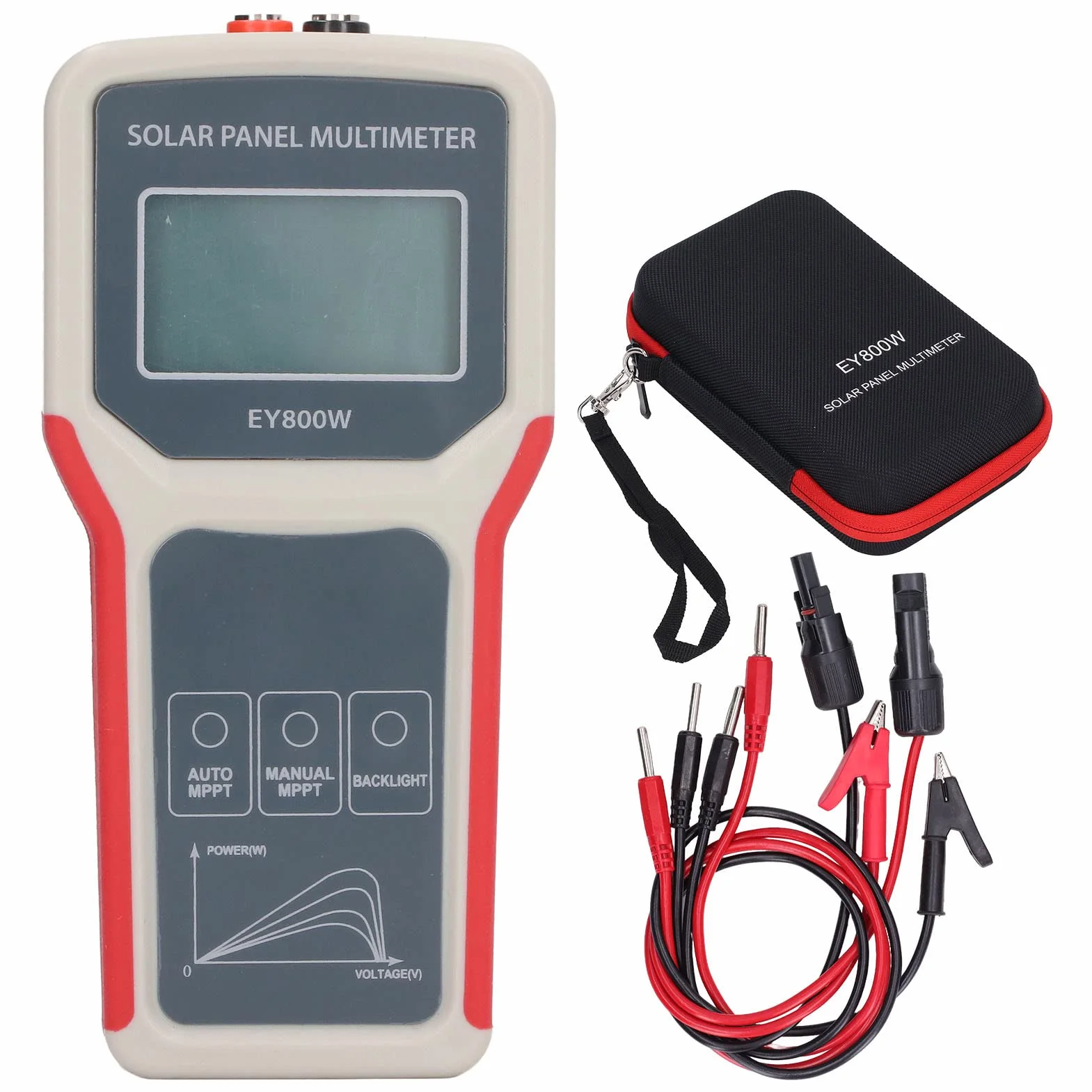 Multimetro per Pannelli Solari, Tester MPPT per Pannelli Fotovoltaici con Display LCD HD, Test Automatico/Manuale, Misuratore di Potenza