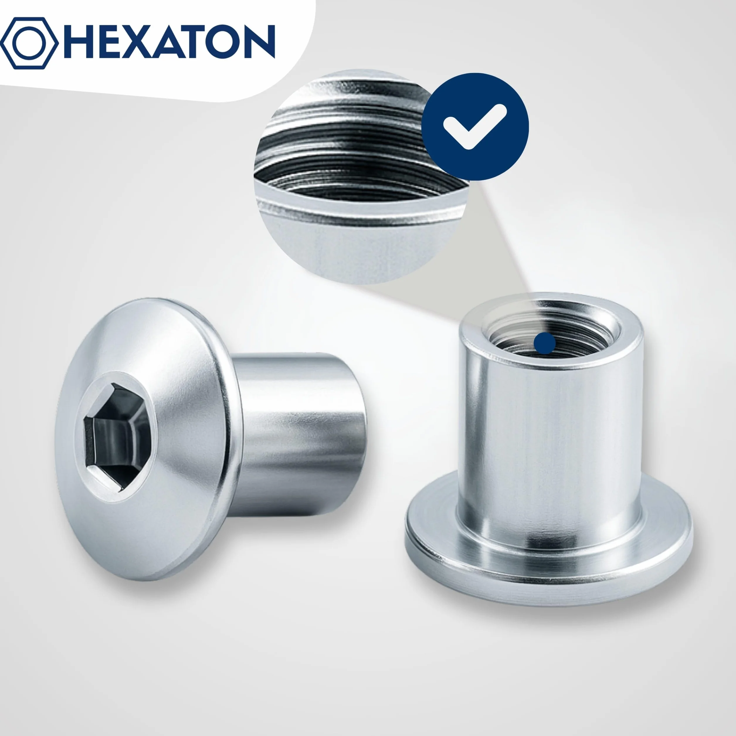 HEXATON Dadi a Manicotto M10 x 20 x 13 mm 100 Pezzi Acciaio Zincato