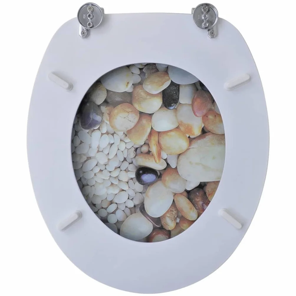 Set di 2 sedili anteriori WC con coperchi in MDF ciottoli 02_0002954