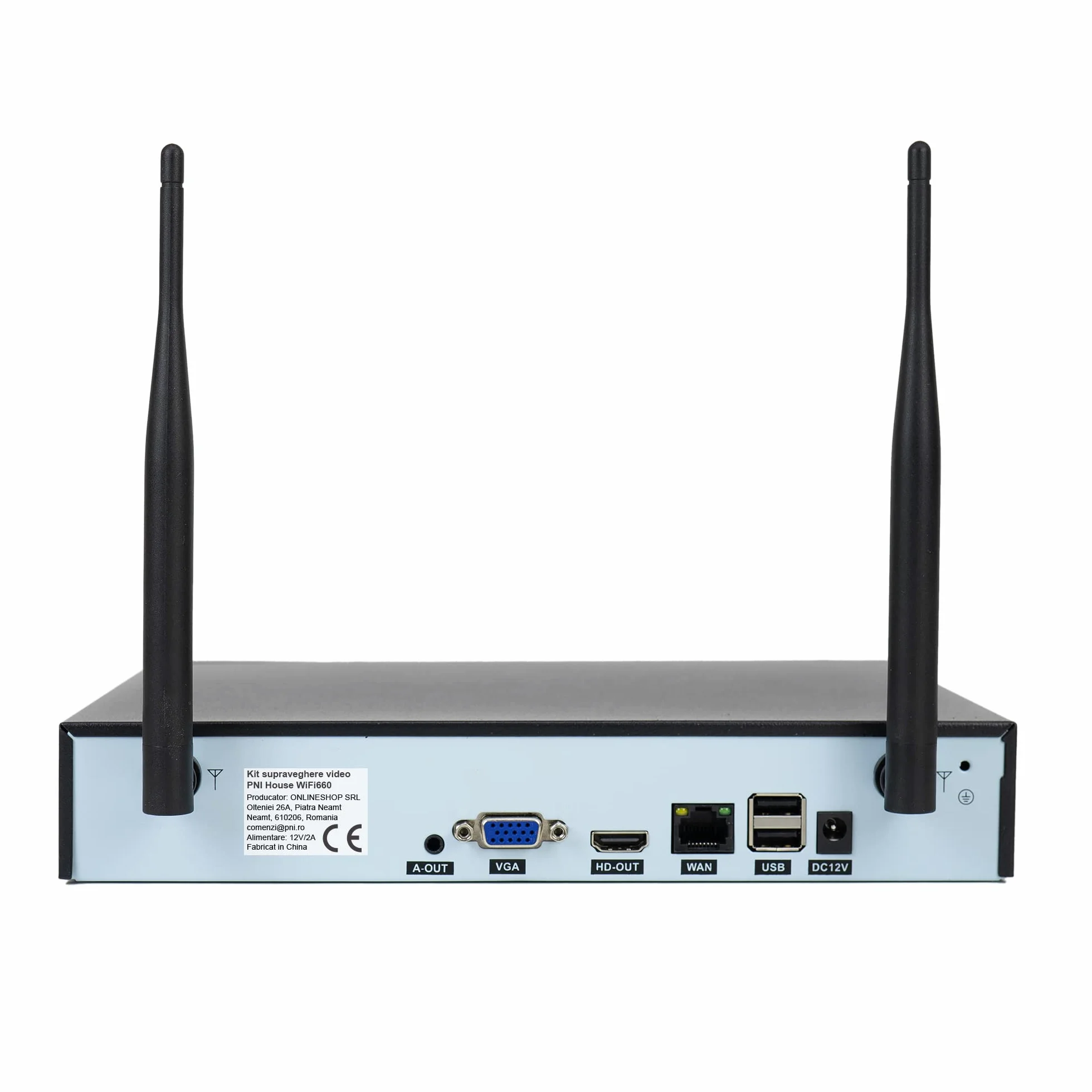 PNI House WiFi660 Kit di videosorveglianza NVR 8 canali e 4 telecamere wireless da esterno 3MP, P2P, IP66