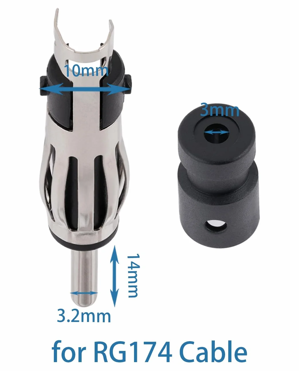 Vecys 3 Pezzi Connettore DIN Autoradio Maschio FM AM Antenna Universale per Auto Spina DIN Connettore in Rame per Cavo Coassiale di Estensione RG174