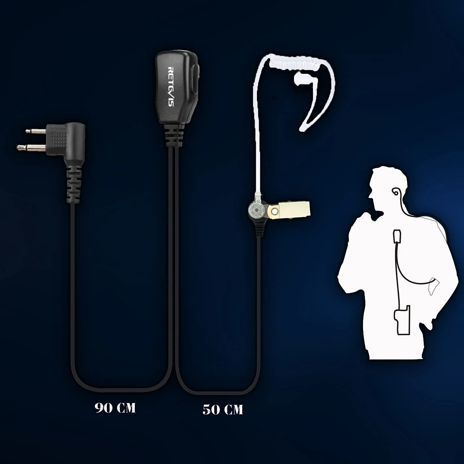 Retevis Walkie Talkie Auricolare 2 Pin Cuffia con Acustico Trasparente Tubo Compatibile con Motorola DP1400 CP040 GP68 GP88 GP300 CT150 Pro1150 HYT TC-500 TC-600 Ricetrasmettitore(1 pz)