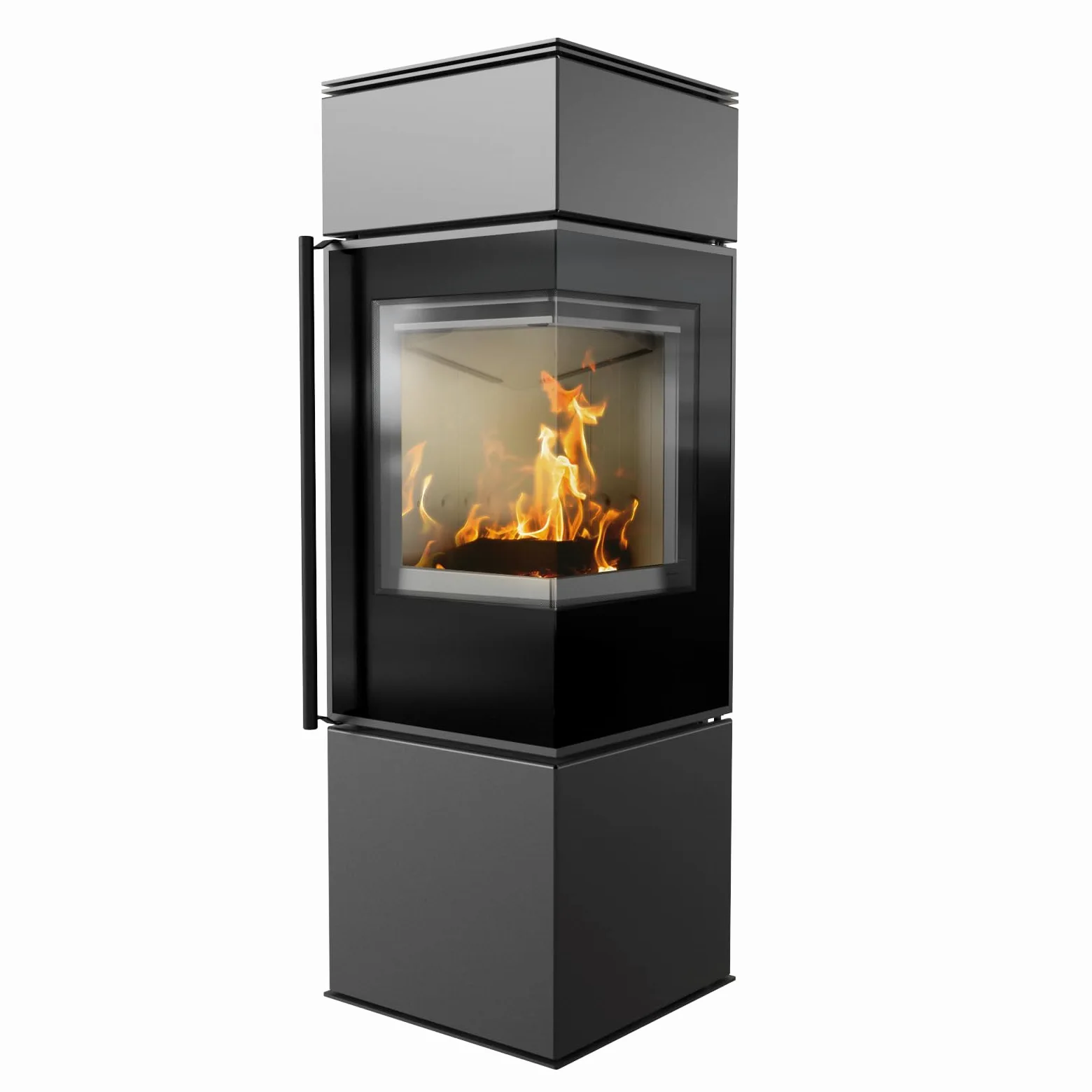 KRATKI Stufa a legna in acciaio REN 7,3 kW Ø150 destro A ECODESIGN 2 15a B | Acciaio nero, efficienza 80,2%, classe A. Ecodesign, BImSchV 2, Flamme Verte 7, Kratki PRO; per recupero calore.; S destra