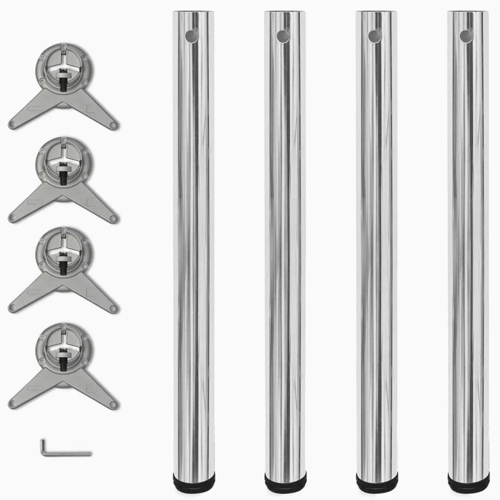 vidaXL 4X Gambe per Tavolo Cromate in Ferro Altezza Regolabile Piedi Mobili