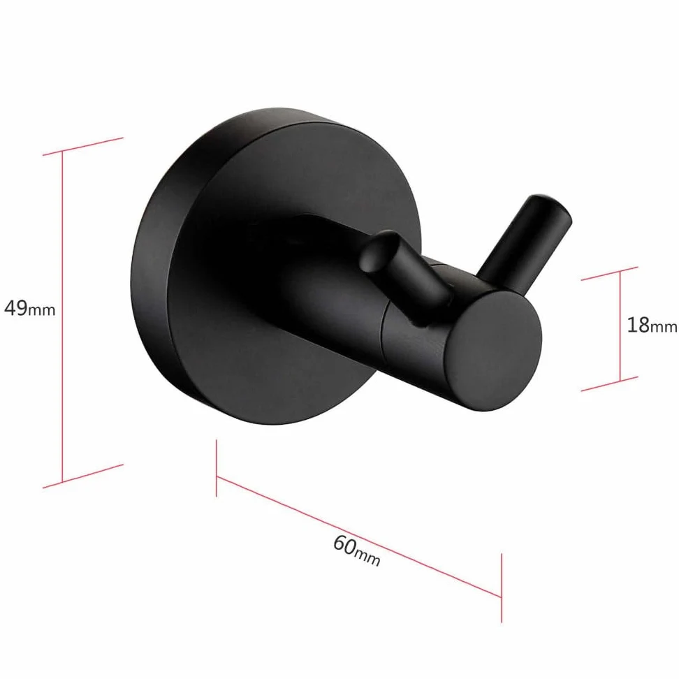Bellissimi ganci classici SUS304 Cucina in acciaio inossidabile Bagno Ganci doppi per accappatoio nero opaco di alta qualità, Nero opaco, 1