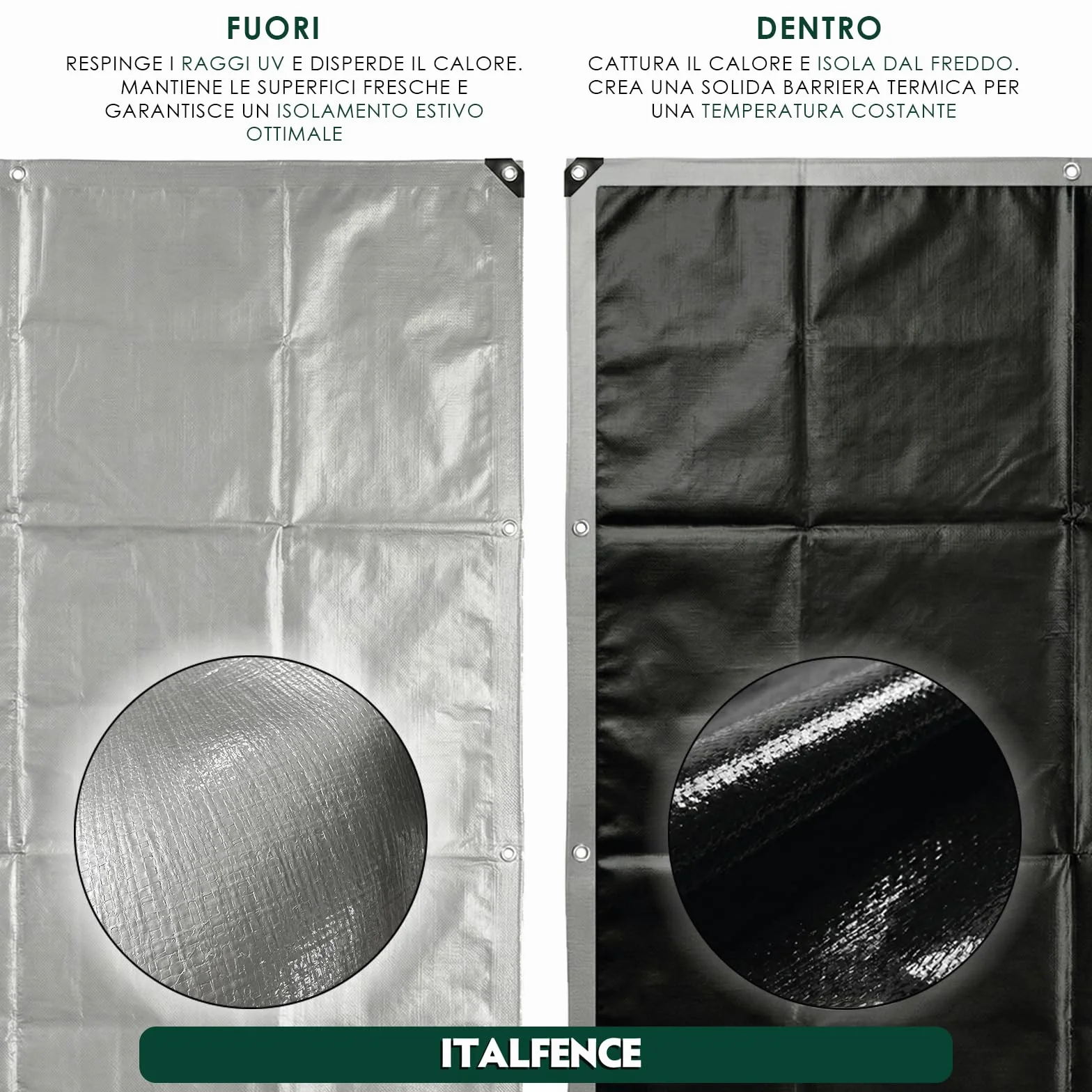 Telone impermeabile PE 250 g/m² grigio, occhiellato rinforzato [2 x 3 m]