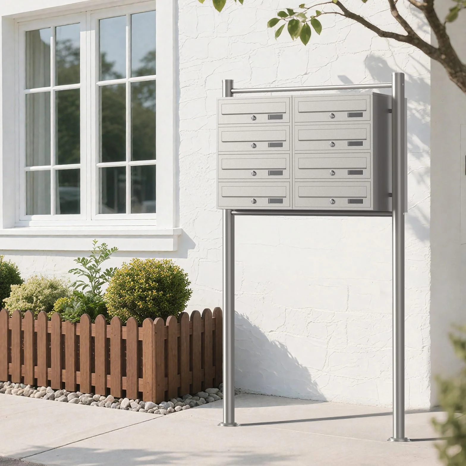 Wiltec Cassetta postale condominiale autoportante 8 posti acciaio inox 945x270x1500 mm 2 moduli