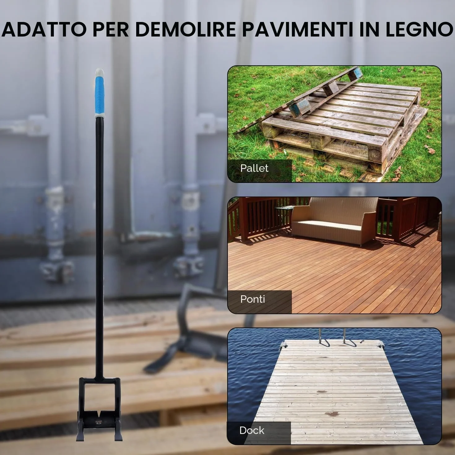 TOPWAY Barra Demolizione Pallet 43 Pollici Heavy Duty Pallet Buster con Manico Staccabile 3 Sezioni