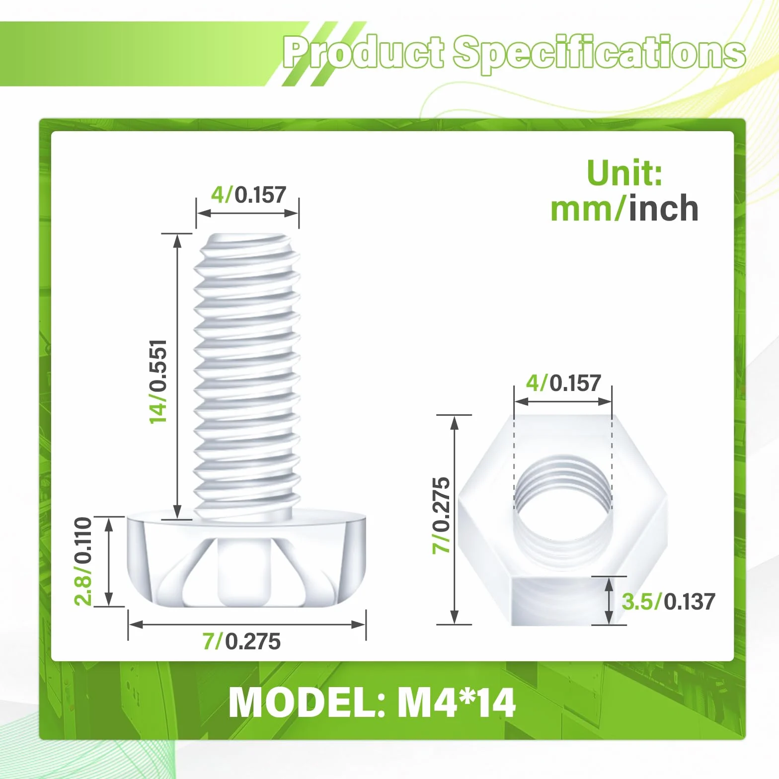 200 Pezzi Viti M4x14 mm Testa Tonda Croce Plastica Trasparente per PC Dadi Esagonali Fai da Te