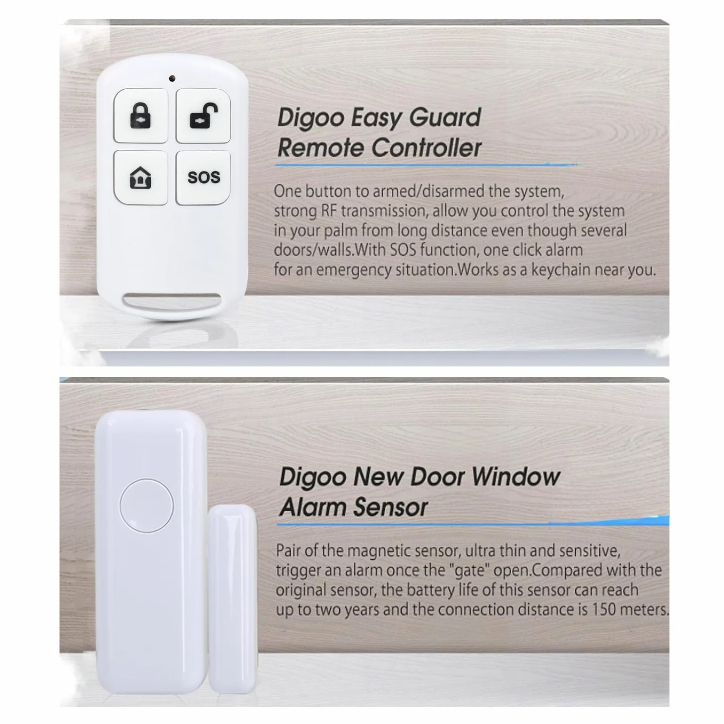 Sistema di sicurezza domestica, sistema di allarme wireless con sensore di movimento, sensore porta/finestra e telecomando, funziona con Smart Life, Tuya App e Alexa (set di sicurezza per la casa)
