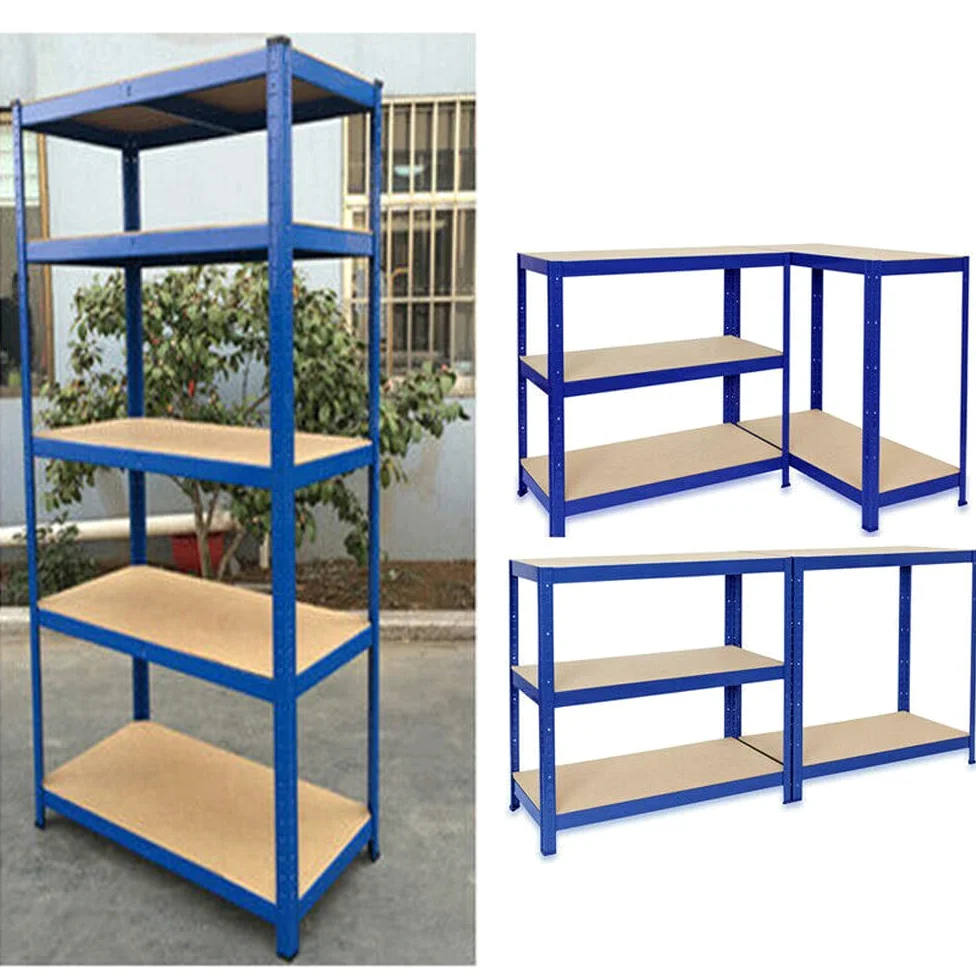 Scaffale per garage con carichi pesanti, 200 x 100 x 50 cm, 5 ripiani, in metallo, per garage, magazzini, officina, dispensa, portata 875 kg, colore: blu