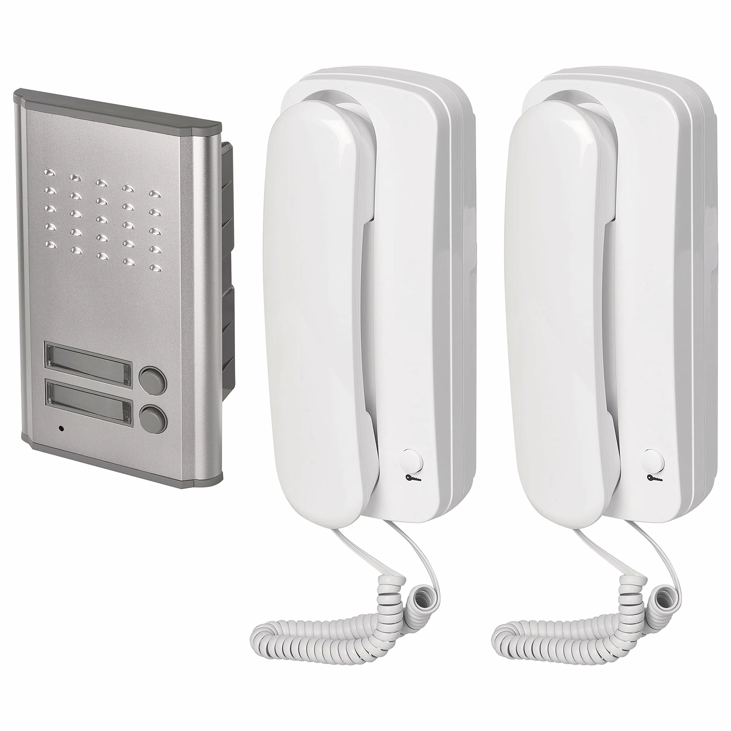 EMOS Set di citofono Audio per Due partecipanti, Montaggio a Parete, Design Elegante, citofono/Kit Audio con possibilità di apriporta, Facile da Usare