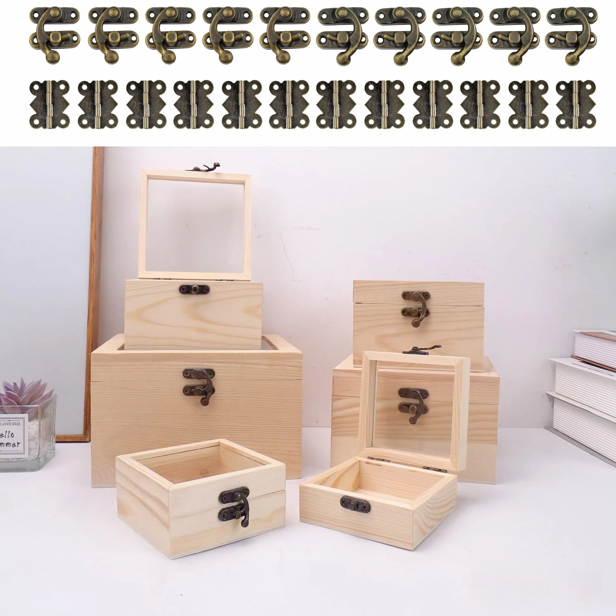 Gancio A Scatto Hasp Antico Legno, Serratura Vintage Sinistra/Destra, Cerniere A Farfalla Antiche 90 Pcs Per Scatole Di Legno