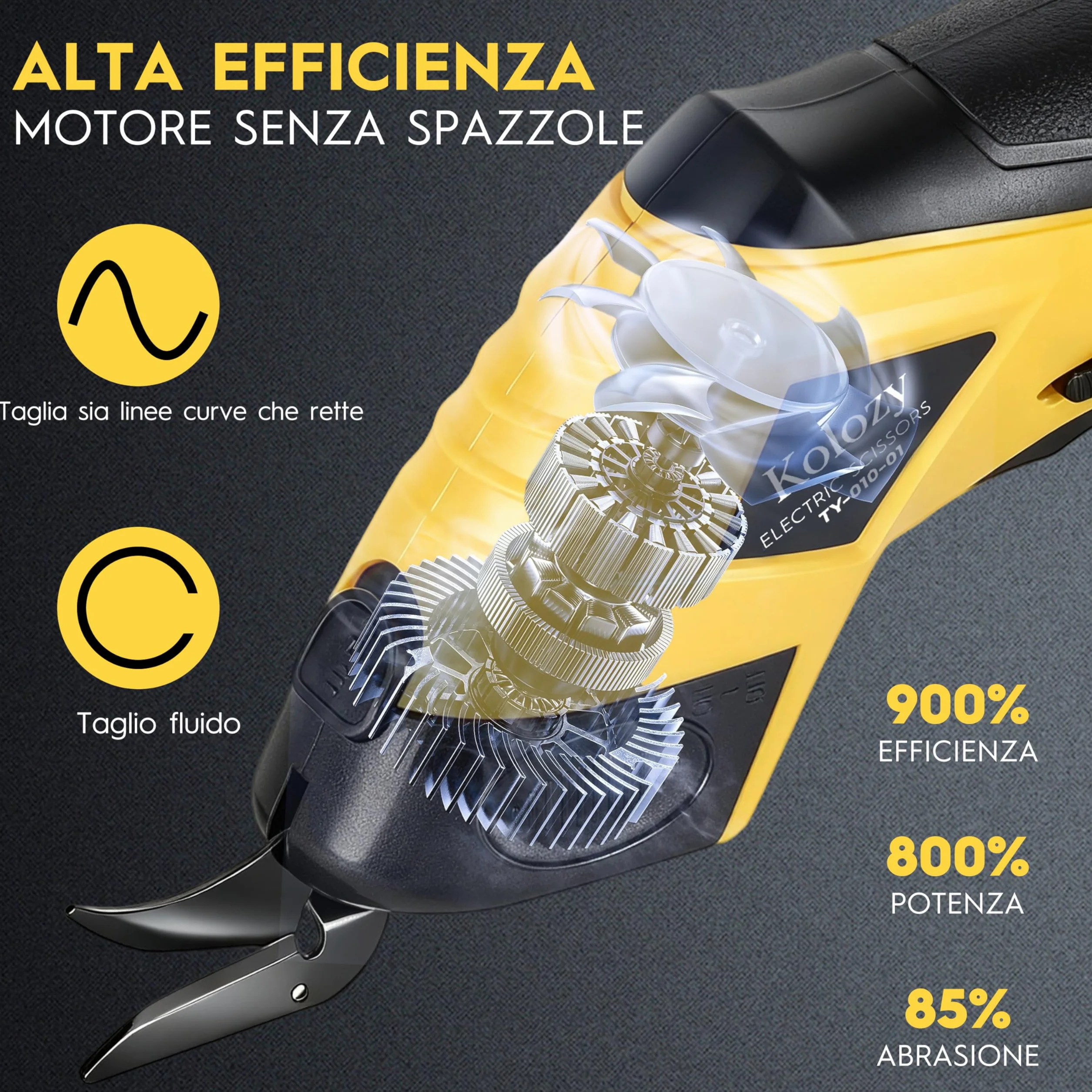 Forbici Elettriche Cutter 4V Ricaricabile 2500mAh 10000RPM 2 lame Taglio Cartone Pelle Plastica Moquette