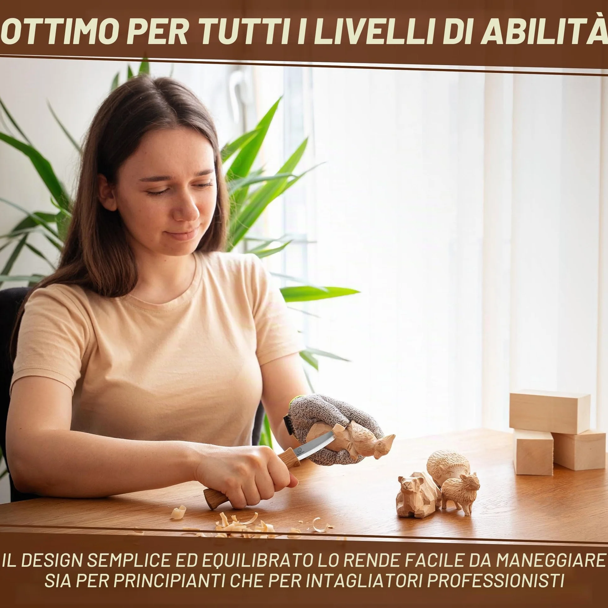 BeaverCraft C4 Coltello per Intaglio del Legno Sloyd per Sgrossatura