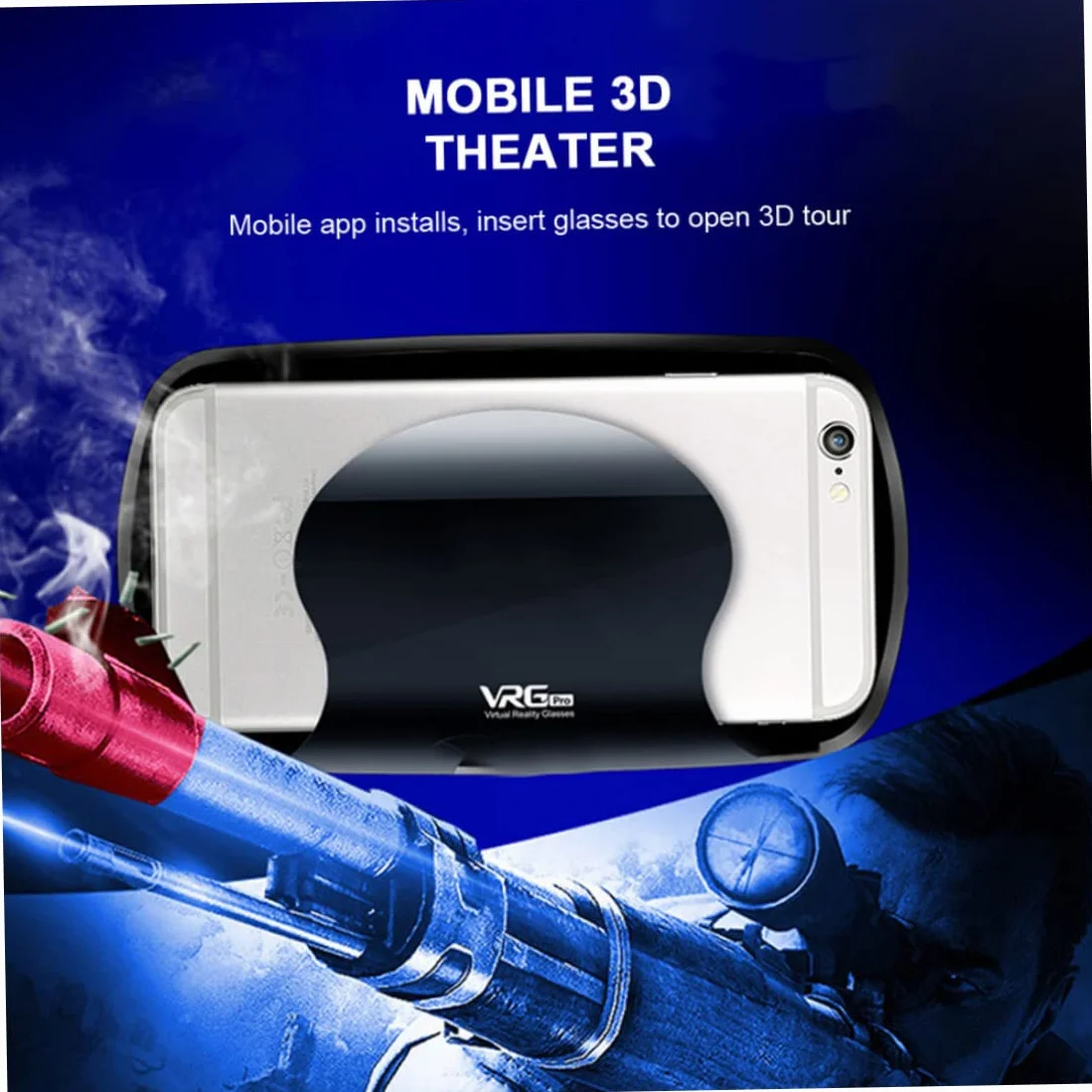 Occhiali per cuffie VR Schermo intero 3D Realtà virtuale grandangolare visiva VRG Pro per giochi di film per smartphone