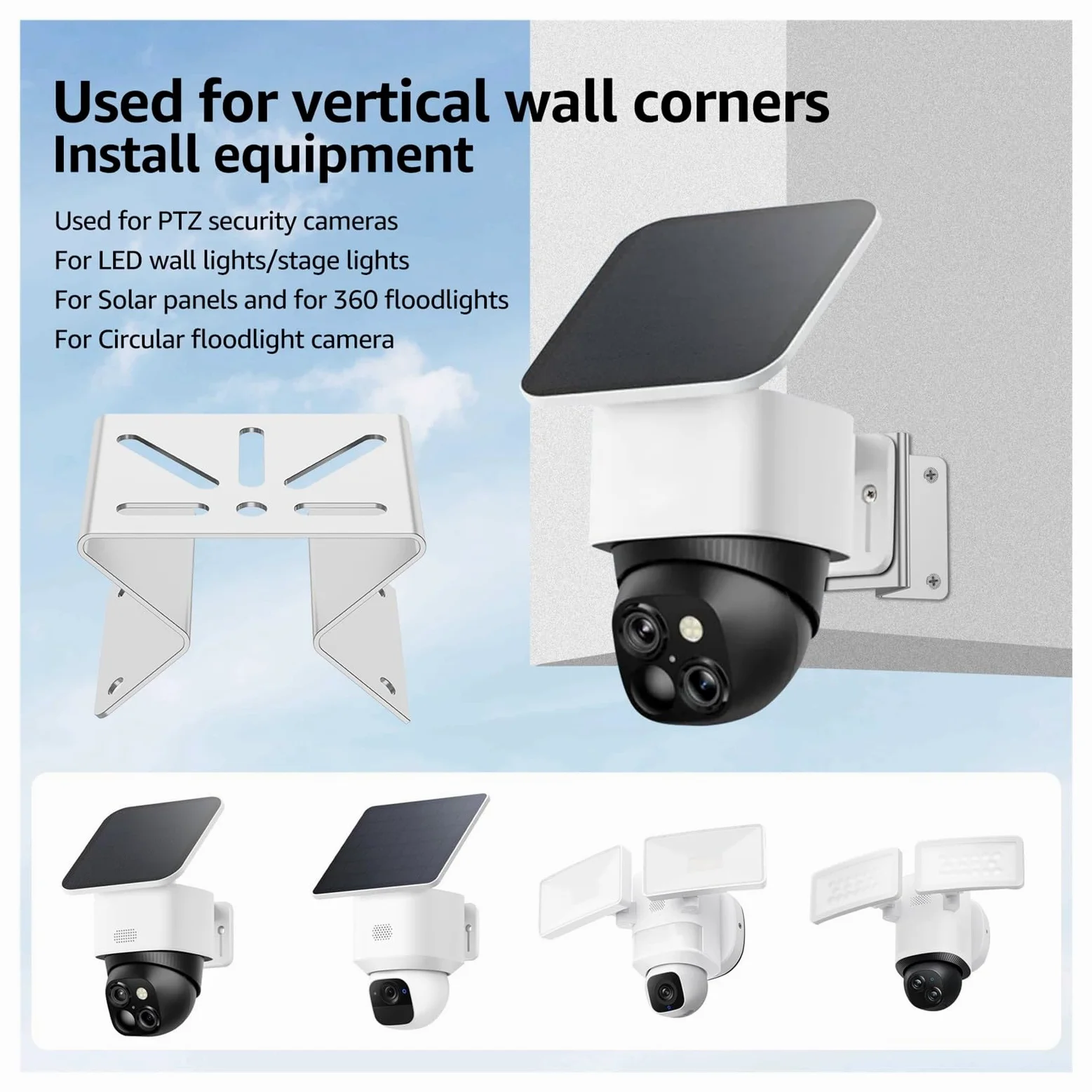 Supporto angolare a parete for telecamere PTZ/di sicurezza, acciaio inossidabile