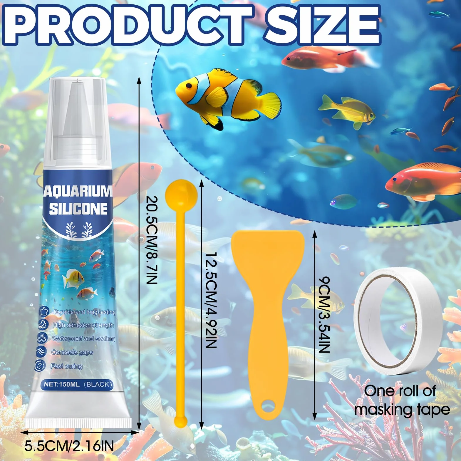 ALLONY Silicone Nero per Acquario 150ML Impermeabile Colla Vetro