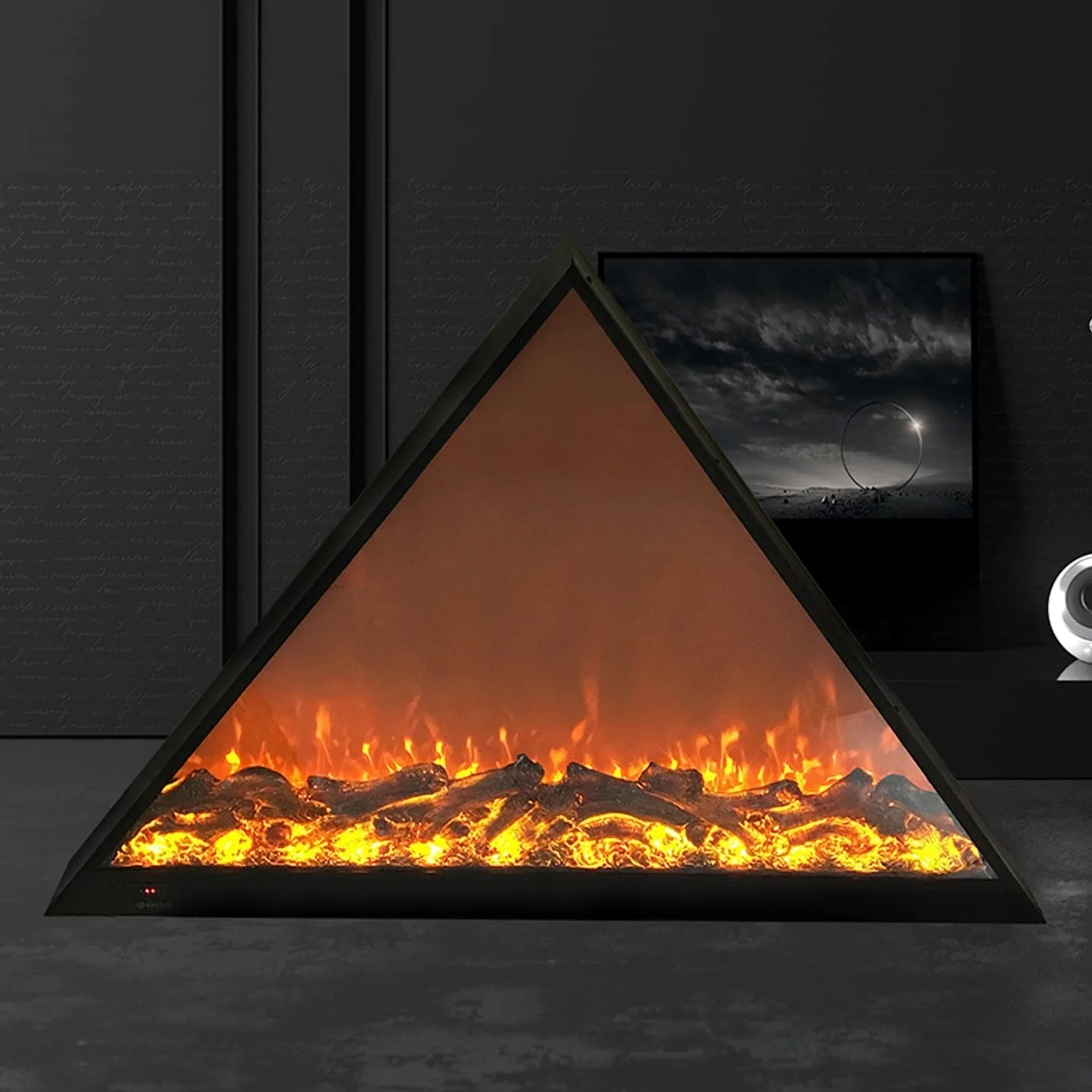 Camino Elettrico Caminetti ad ampio incasso e montato a parete con telecomando, triangolare unico, for la decorazione della camera da letto del soggiorno Camino 3D