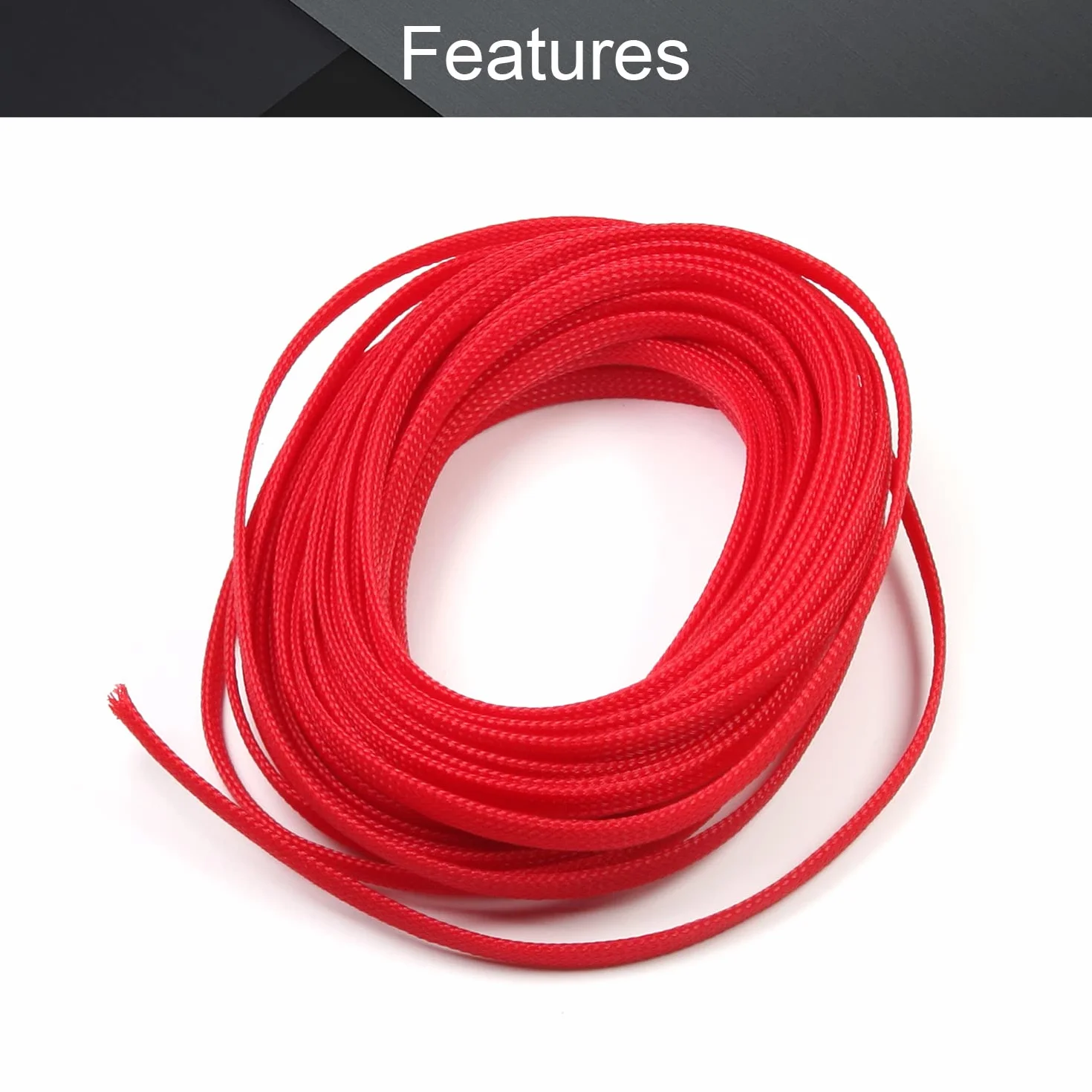 Othmro Copertura flessibile e espandibile intrecciata in PET, 100 m, 6 mm di larghezza, copertura per tessitura di fili e organizer, protegge TV, audio, cavi PC da animali domestici, Rosso, 1 pezzo