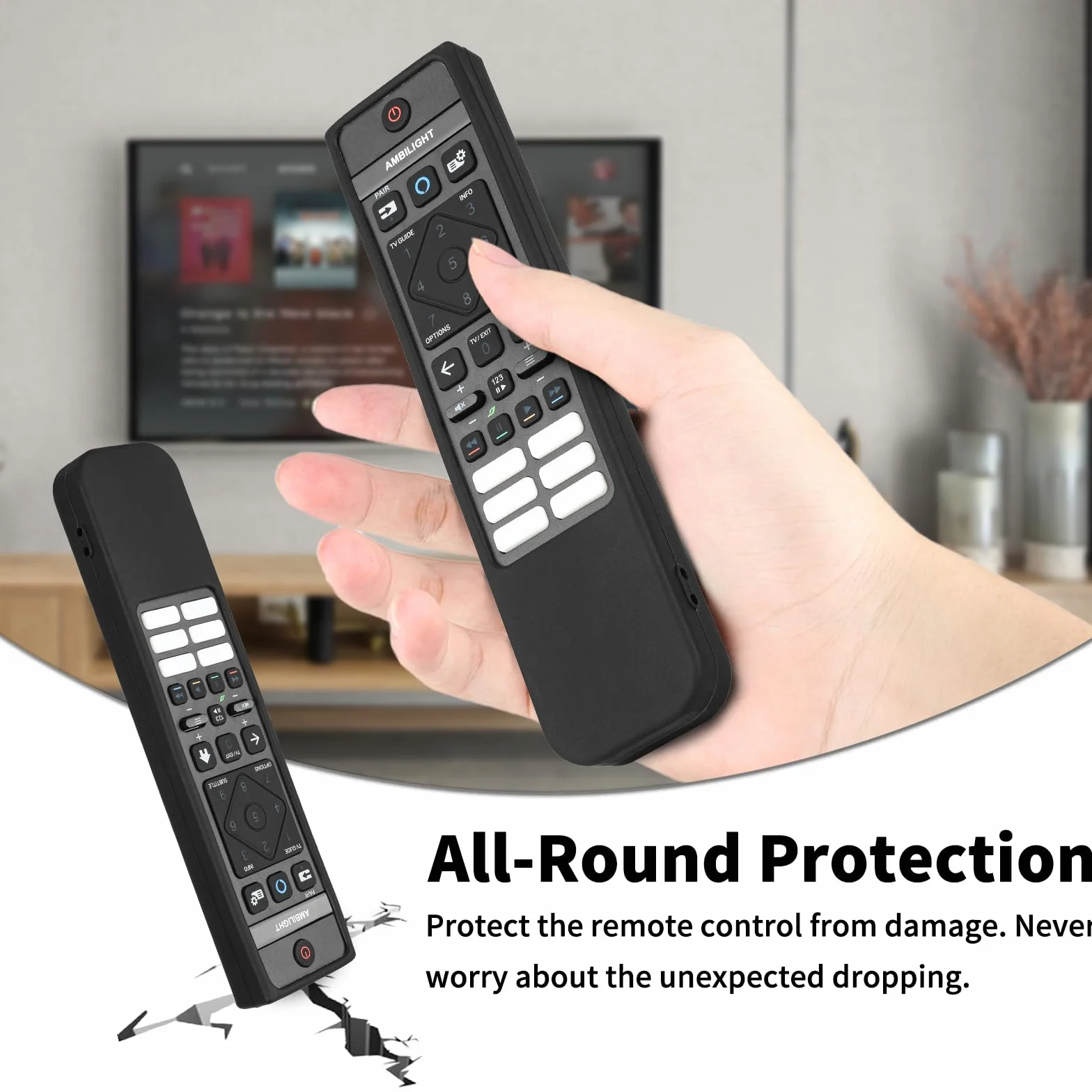 Custodia Telecomando in Silicone Compatibile Con Philips SRC-3215-01 SRC-3215-06 SRC-3216-12 SRC-3216-06S TV Telecomando Copertura Protettiva Antiurto Con un Cordino(Nero)