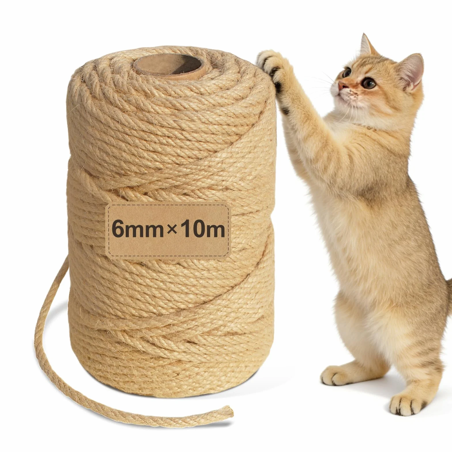 Corda in sisal per tiragraffi, 6 mm x 10 m, per tiragraffi di gatti, fai da te, decorazione per la casa (10 m)