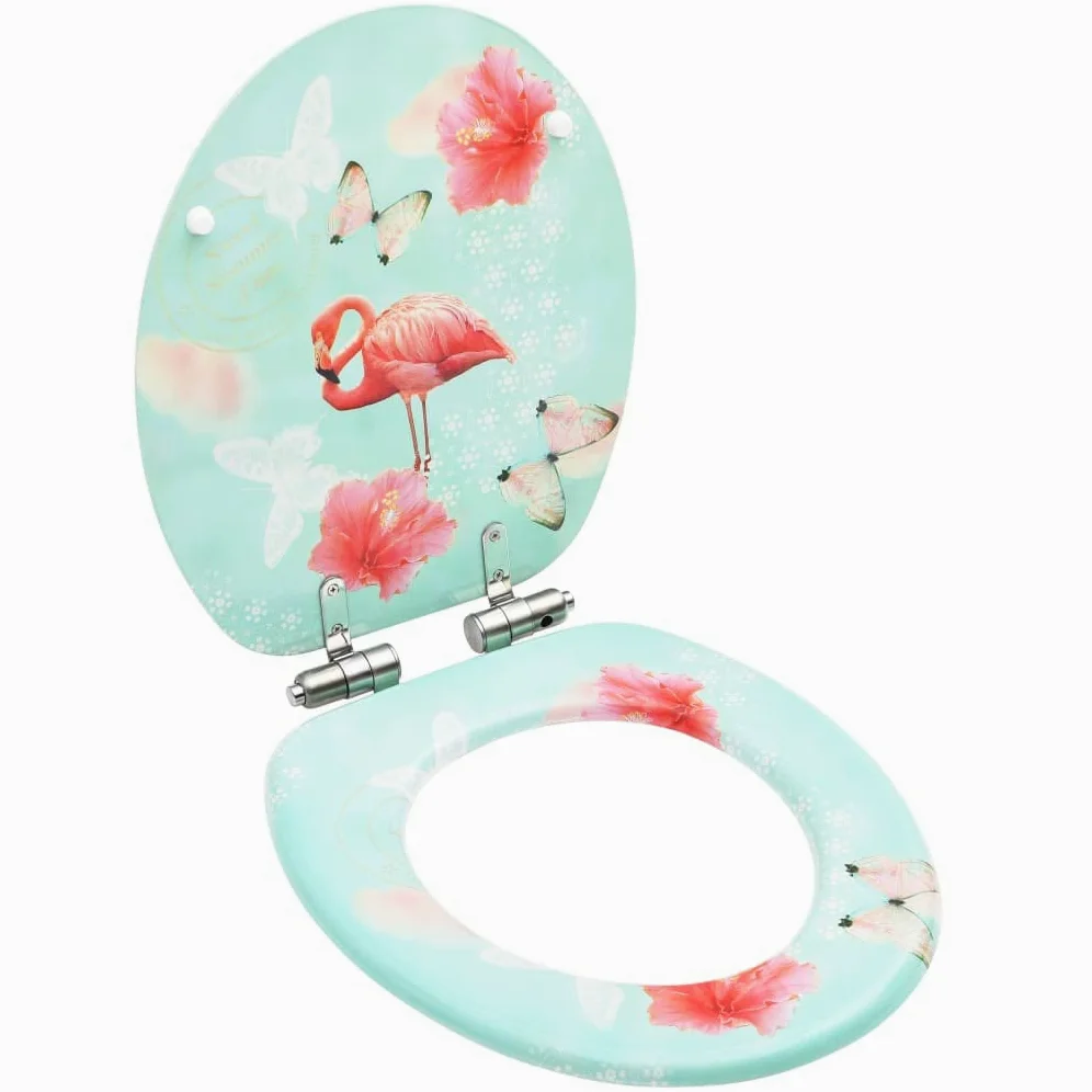Sedile sedile WC con coperchio a chiusura morbida MDF Fenicottero rosa 02_0002933