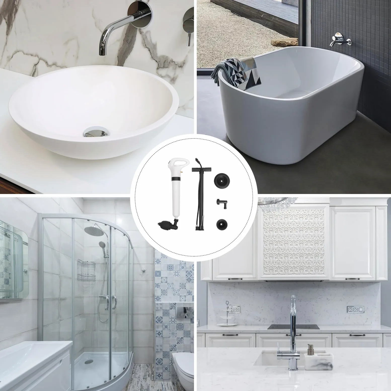Artibetter Stura WC Potente in ABS Bianco per Pulizia Scarico Lavandino e Sifone WC, Rimuove Blocchi e Residui, per Lavelli Utilità e Casa, Set 1 Pezzo