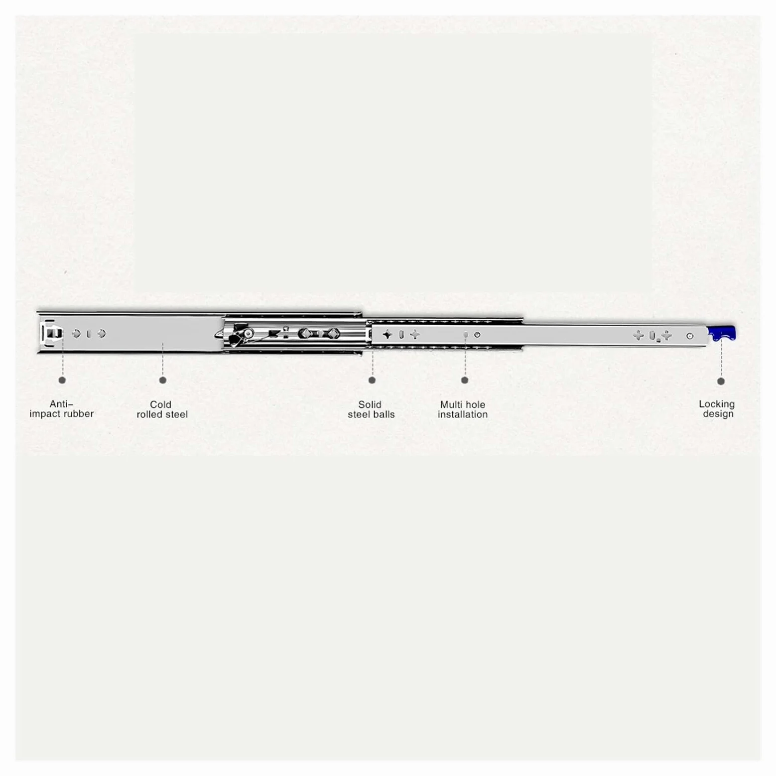 Guide for cassetti industriali Guide di bloccaggio ad estensione totale da 53 mm - Capacità di carico di 120 kg for mobili e camper 1 pezzo(40 inch)