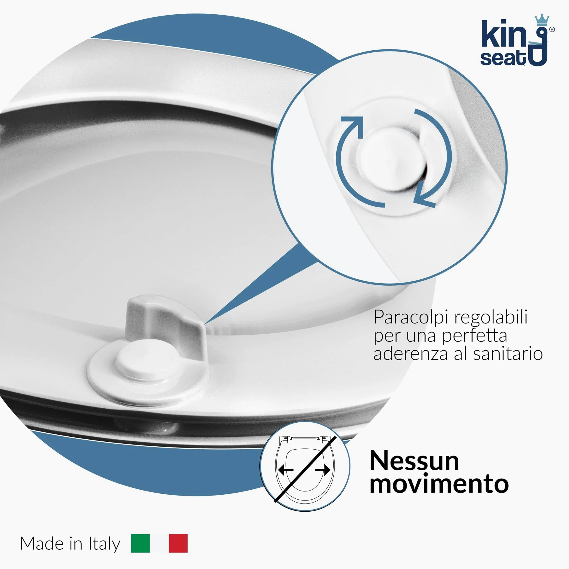 King Seat Sedile WC Ovale - Stabilità Assoluta e Aderenza Perfetta - Antibatterico in Resina Termoindurente, Bianco