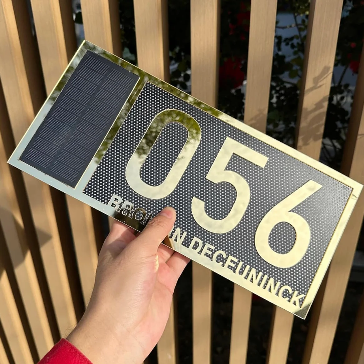 Numero civico personalizzato con luce solare,Segnaletica solare personalizzata per case,decorazione da parete personalizzata (oro)