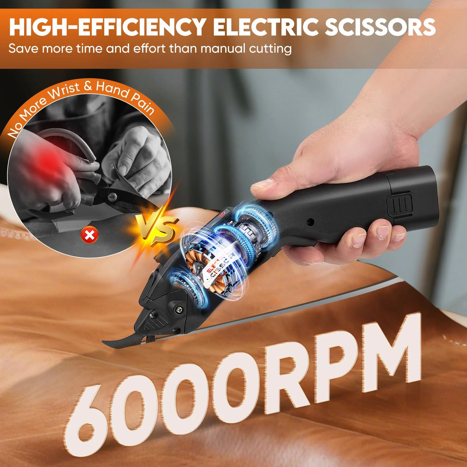 Forbice elettrica per tessuti 2500mAh 6000RPM 2 lame di ricambio