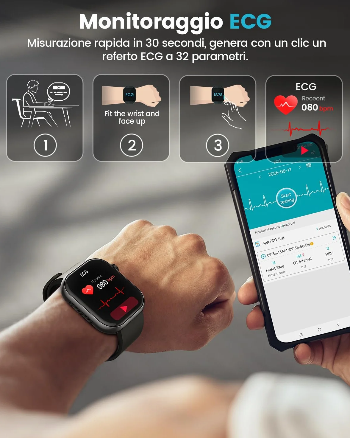 2026 Nuovo Smartwatch Uomo con ECG, HRV, 𝐆li𝐜𝐞m𝐢𝐚, Pressione Sanguigna, 1,97" AMOLED Salute Orologio Fitness con Monitoraggio 24H Cardiofrequenzimetro, SpO2, Sonno, BMI, Temperatura, iOS Android