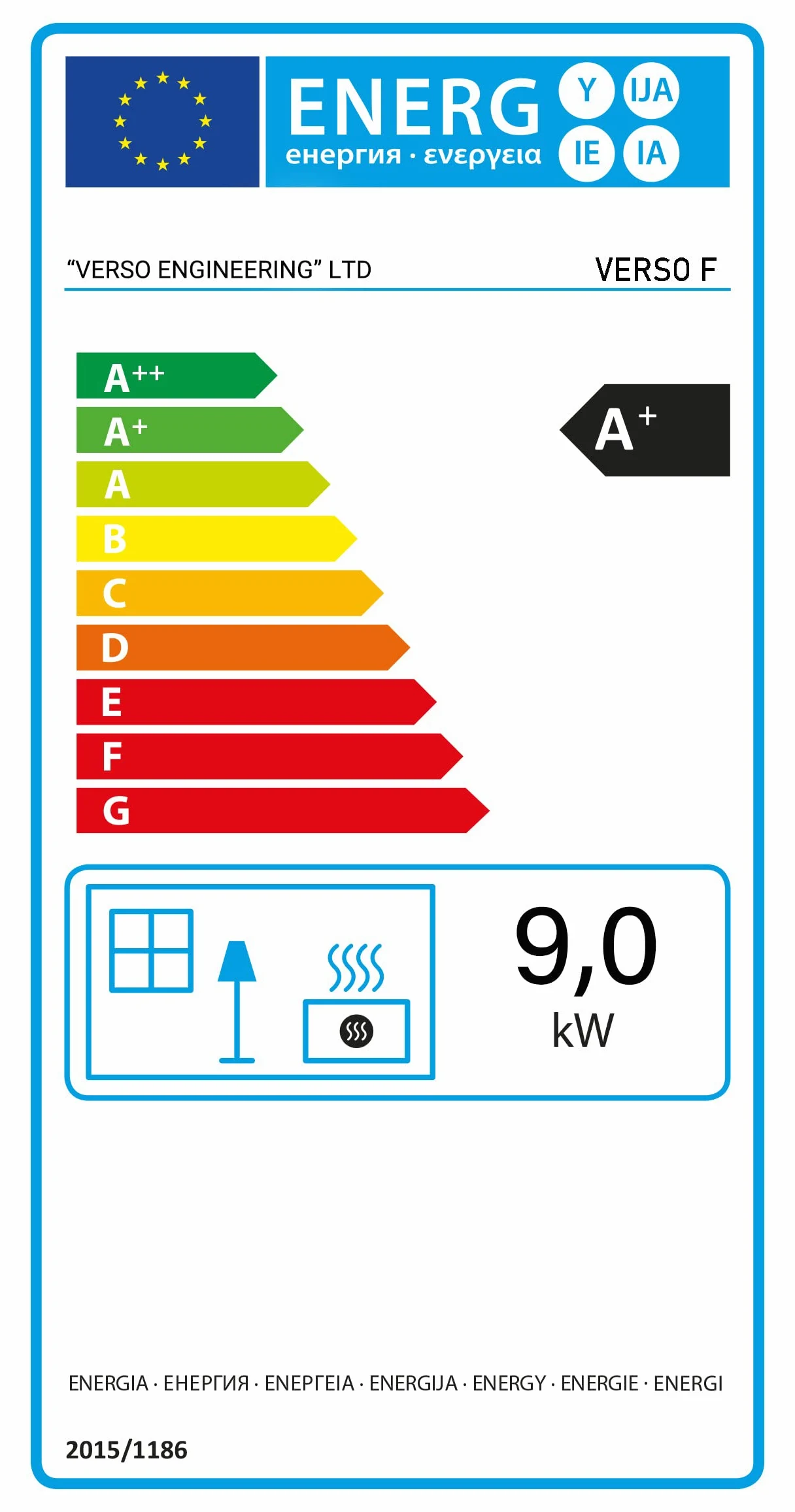 EEK A+ - Stufa a camino con vano cottura Inox Verso F, stufa a legna da 9 kW, in legno, a più occupazioni