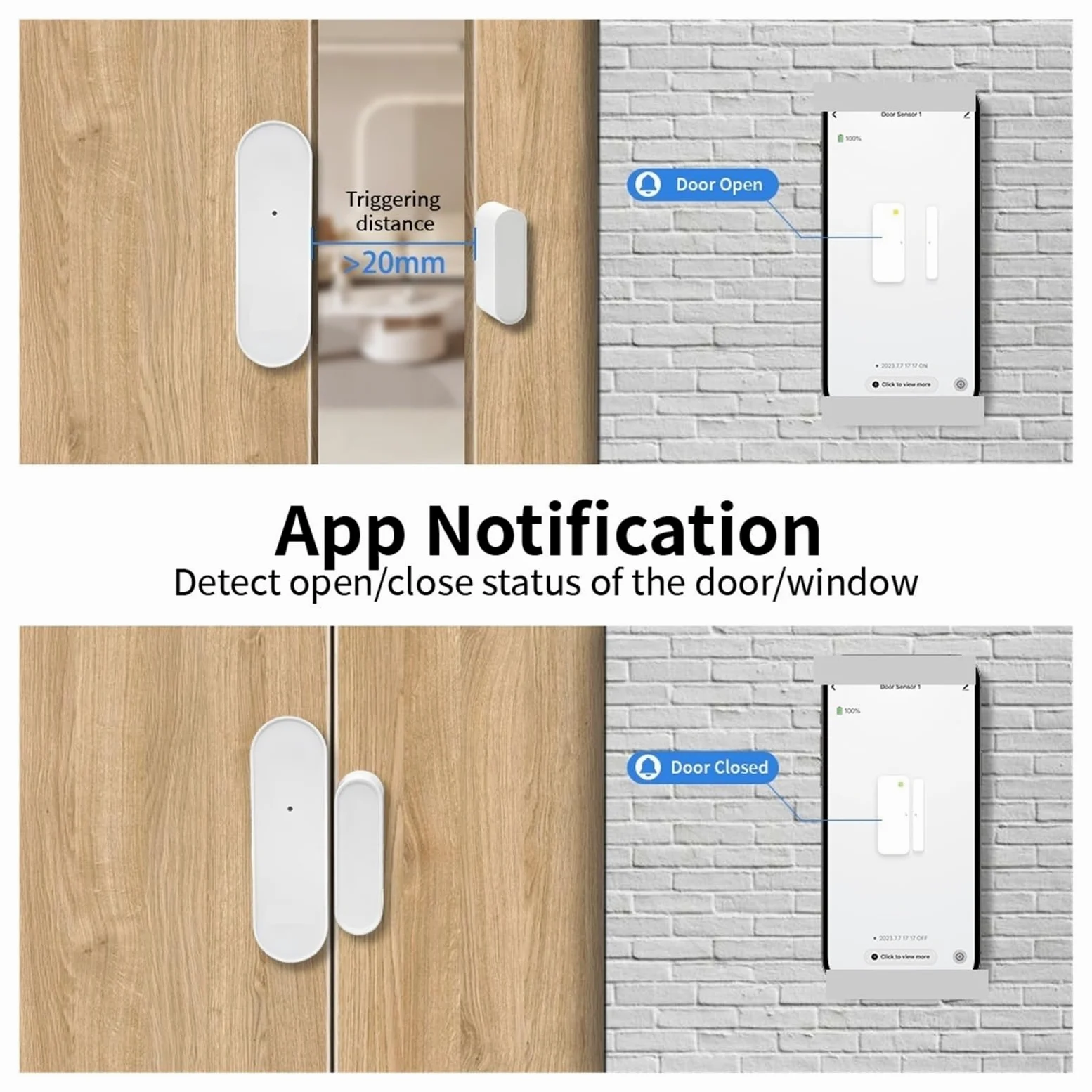 Sistema di allarme per la sicurezza domestica, Sensore for porte e finestre Sensore di apertura porta Allarme di sicurezza domestica intelligente Rilevatore magnetico di apertura/chiusura porta finest