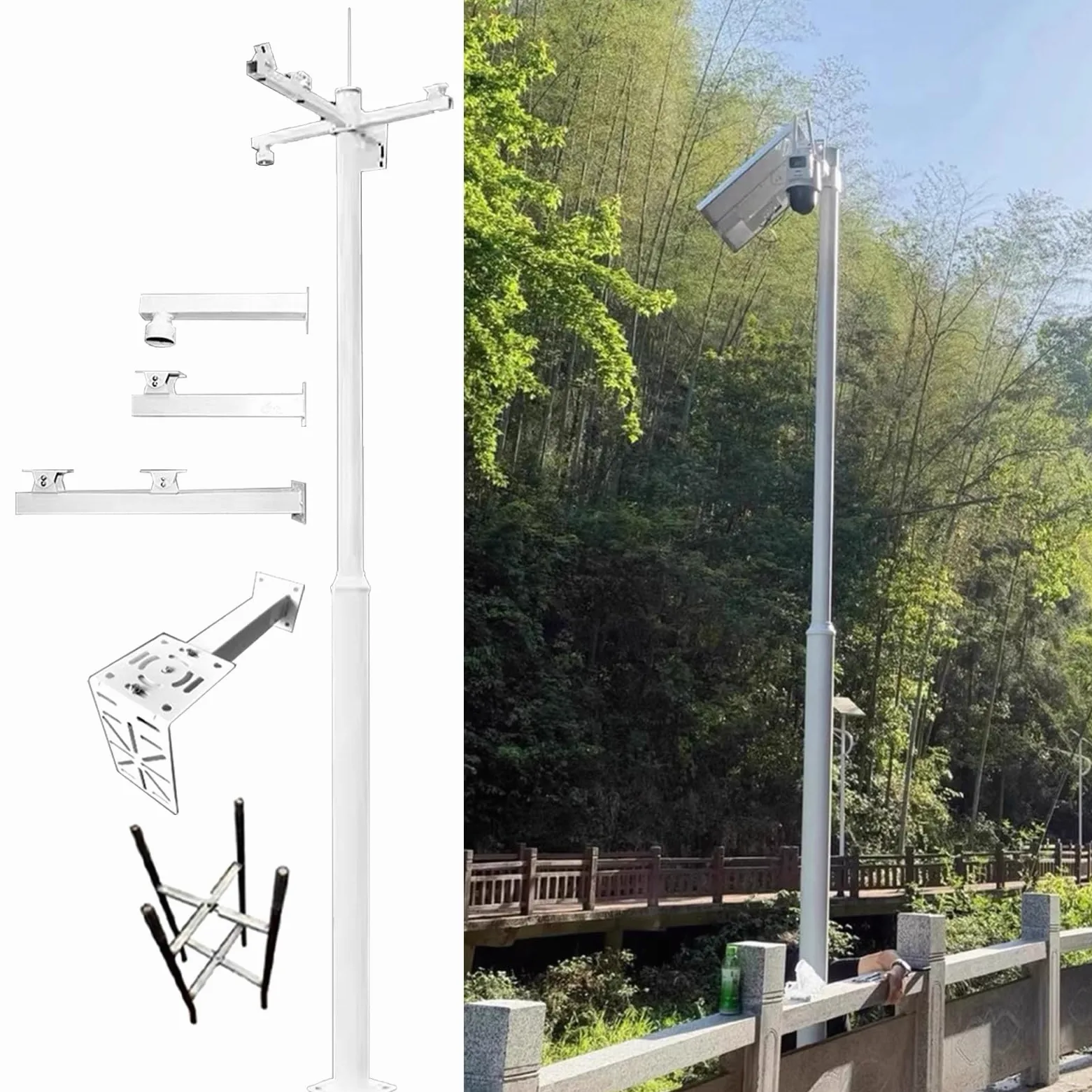 Staffa Telecamera Esterna Palo Alto per Telecamera di Sorveglianza Esterna, Supporto per Palo per Telecamera di Sicurezza, Staffa Universale per Telecamera di Sicurezza(4.5m (14.8ft))