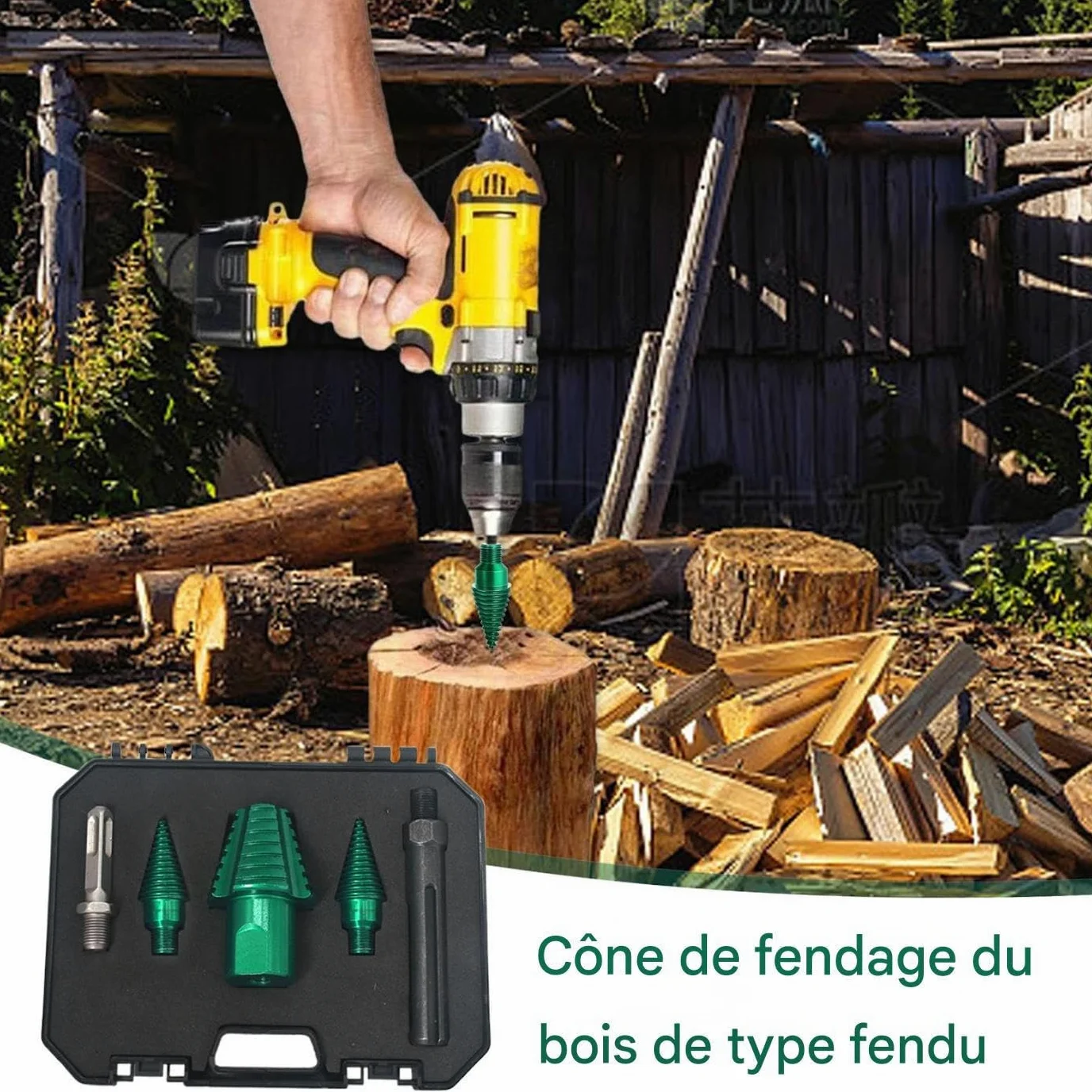 Punta spaccalegna da trapano Cono A Vite Rimovibile Per Spaccare | Punta Spaccalegna Per Assemblaggio Mobili, Rimozione Ceppi D'Albero, Fai Da Te, Riparazioni Domestiche, Campeggio