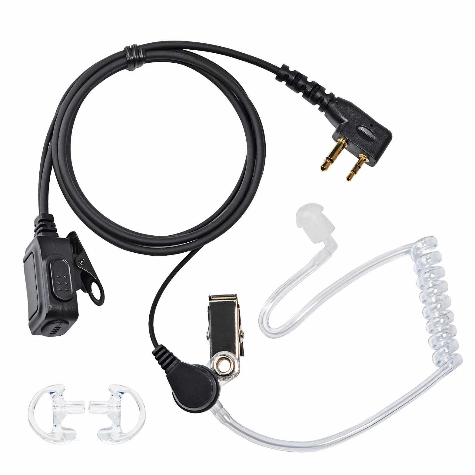 UAYESOK Auricolare radio a 2 pin con microfono PTT e auricolari morbidi per Midland G7 G7PRO G8 G9 G5 G6 XT60 XT70 M24 M48 GXT550 GXT650 Alan39 Alan42 PMR446