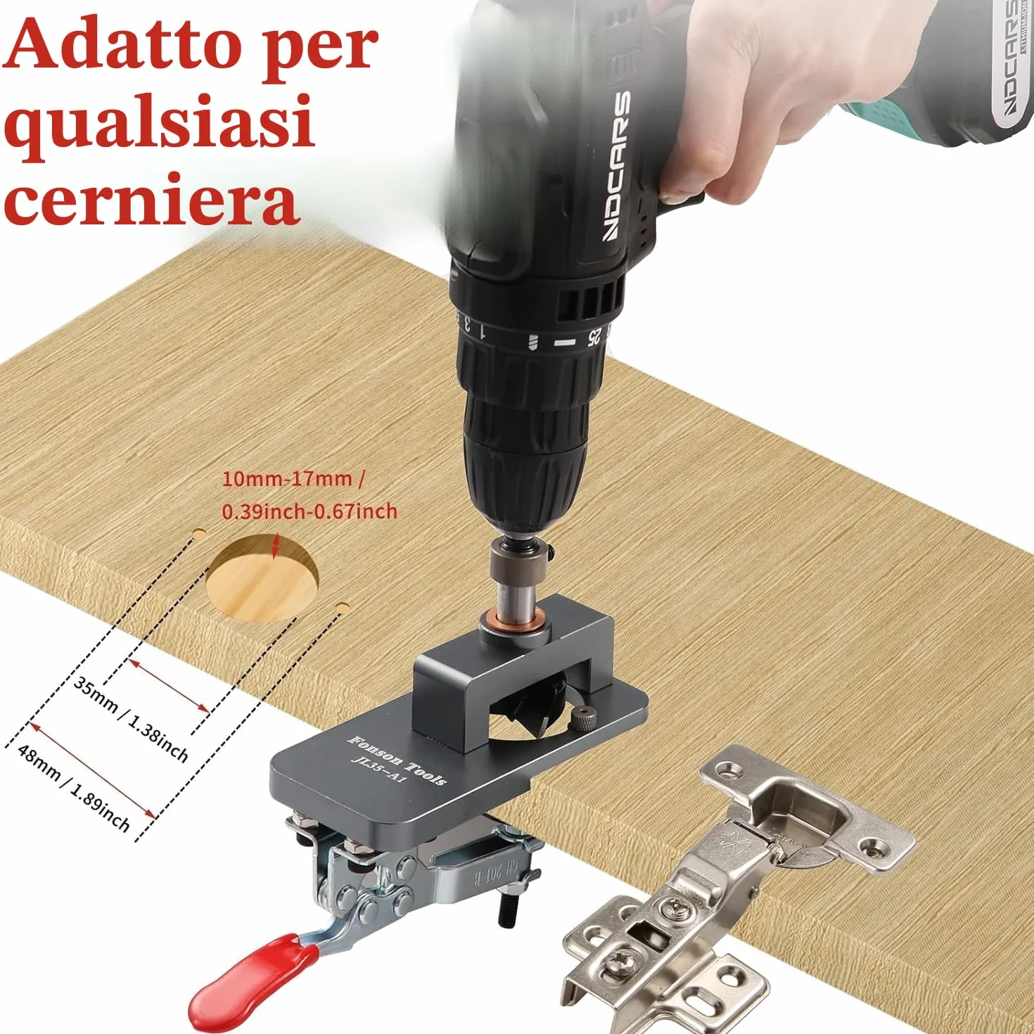 Idong 35mm Dima per Cerniere a Scodellino, Nascosta Guida Trapano Localizzatore, Posizionatore per Montaggio Cerniera