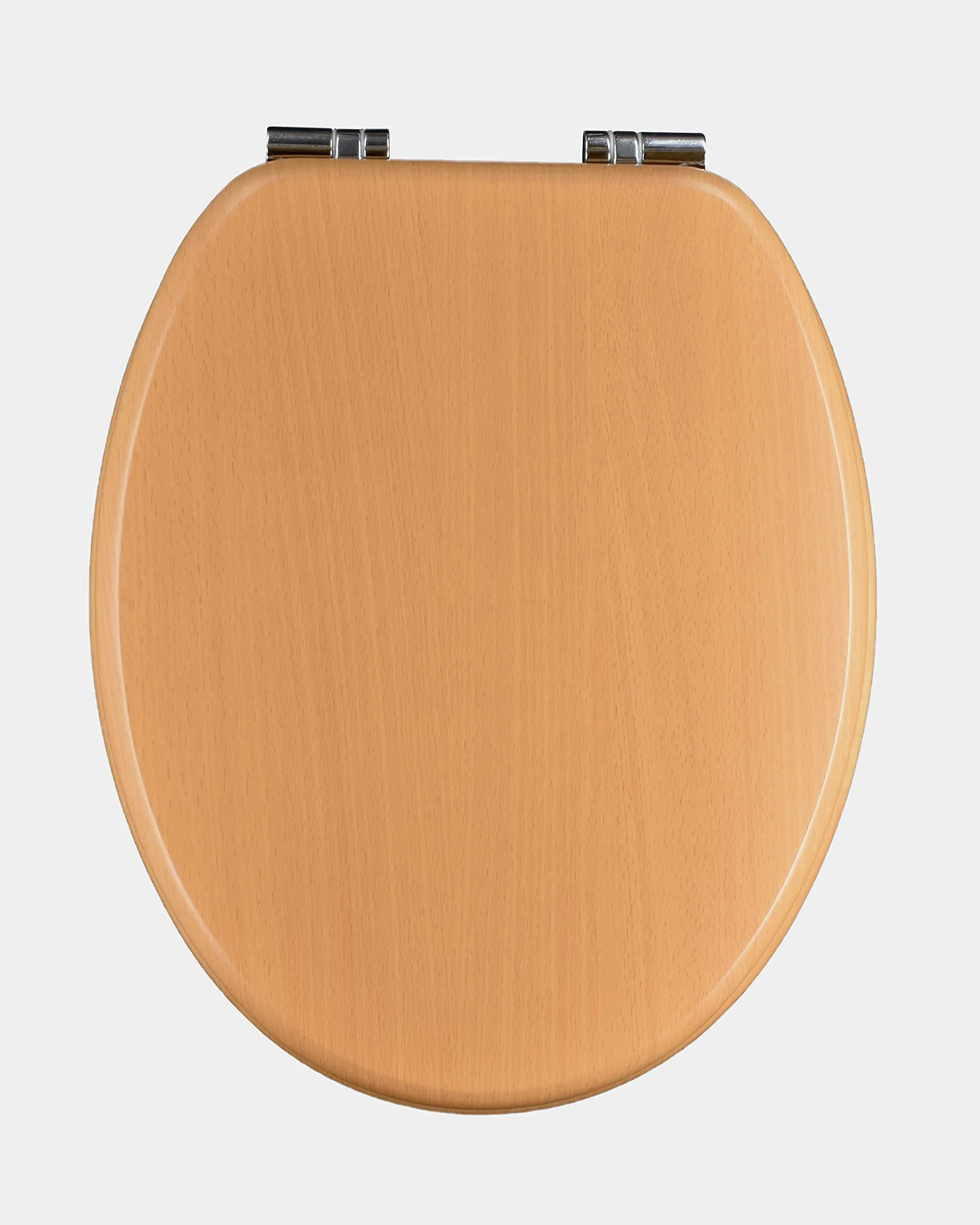 COPRIWATER OVALE IN MDF RIVESTITO FAGGIO, COLOR FAGGIO, CON CERNIERE A CHIUSURA RALLENTATA