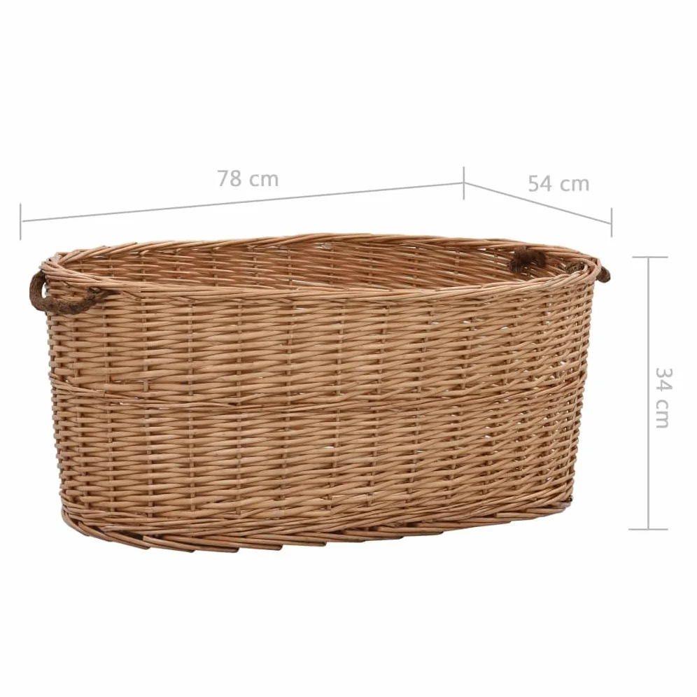vidaXL Cesta per Legna con Maniglie 78x54x34cm Salice Naturale