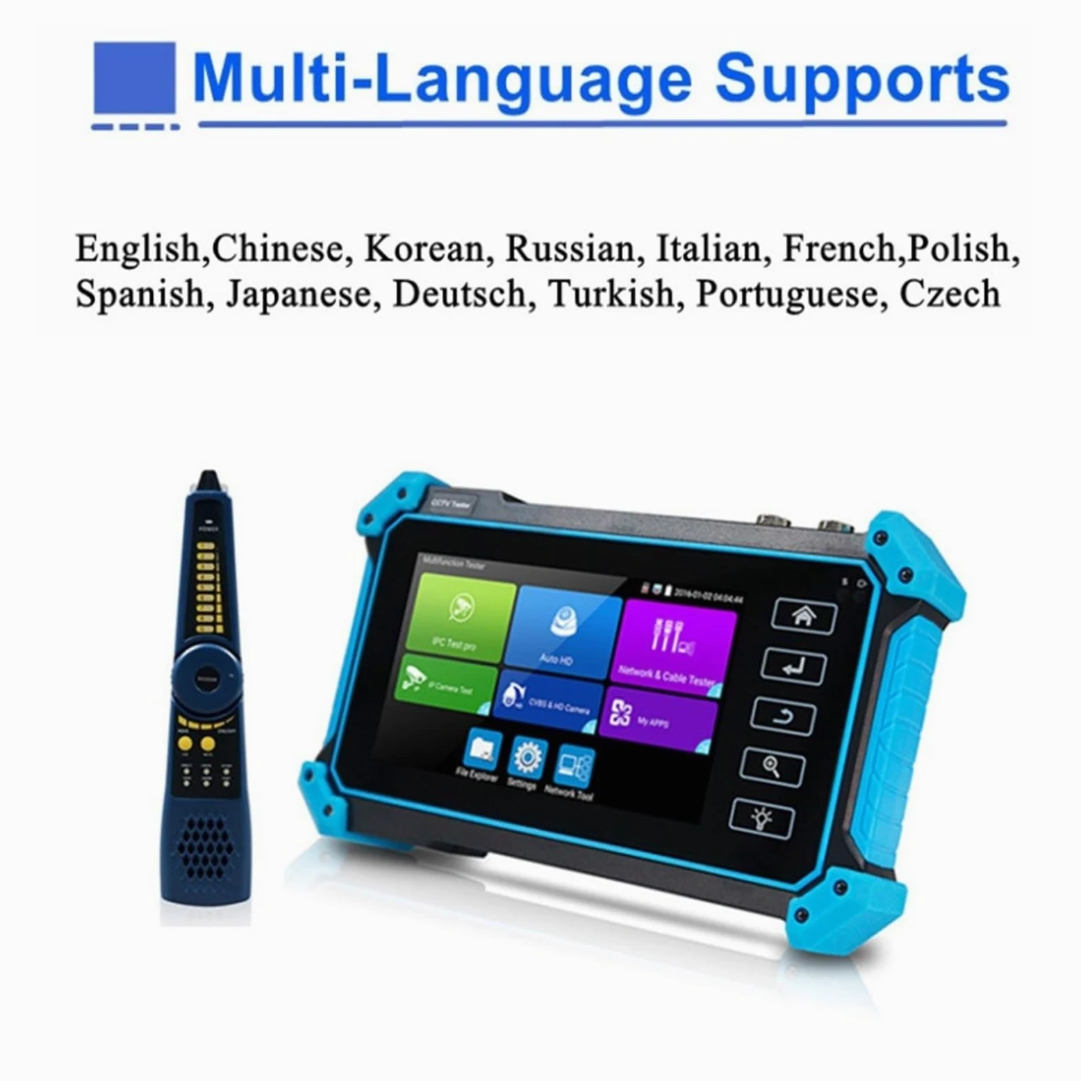 Tester For Telecamere IP CCTV AHD + TVI + CVI + For Analogiche Monitor VGA PoE For Cavi RJ45 TDR In Uscita Di Potenza Prova di rete(IPC-5200 Plus)