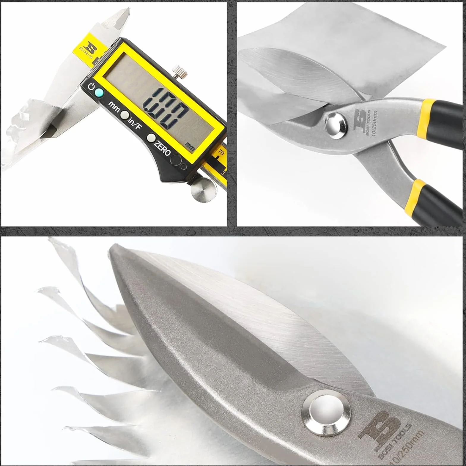 BOSI TOOLS Taglio Dritt 250 mm Forbici da Lattoniere per Lamiera acciaio al carbonio forgiato