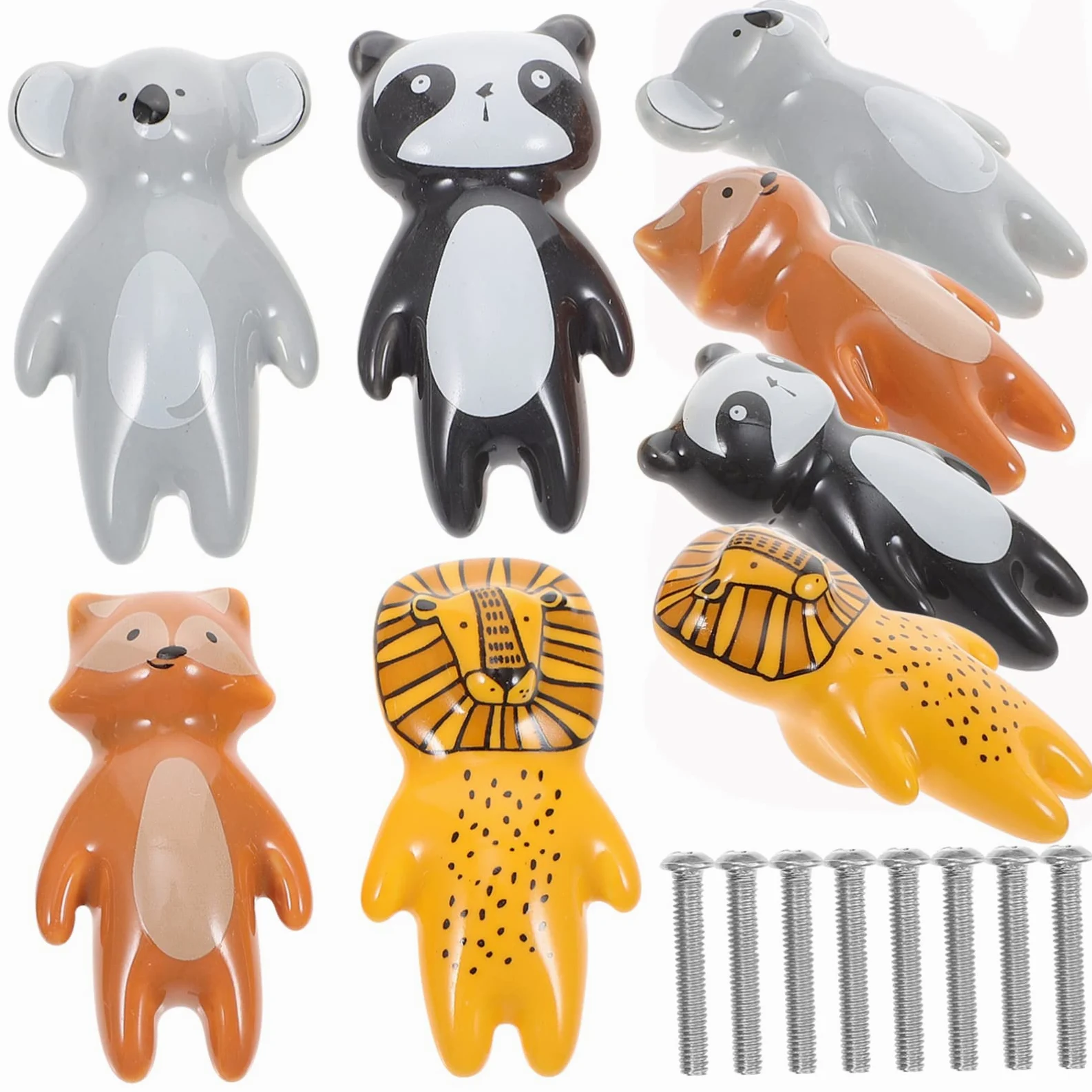 Pomelli per Mobili in Ceramica Animali 8 Pezzi per Armadio | Stile Creativo e Simpatico, Finitura in Lega, Forma Animal, per Cameretta e Sostituzione di Maniglia