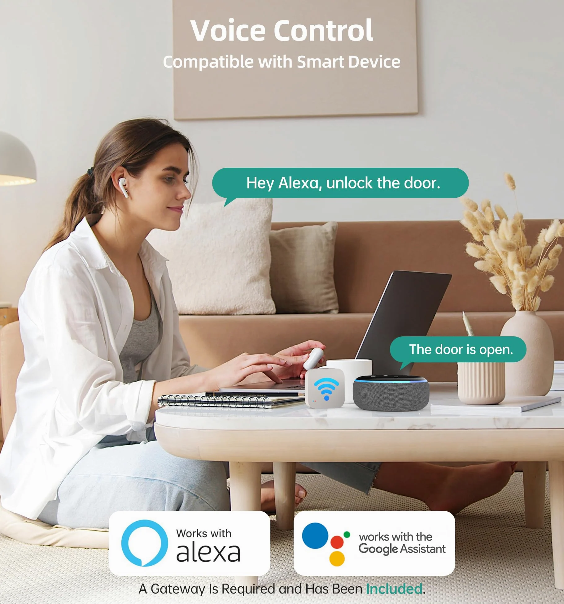 Set di serrature smart WiFi: HEANTLE Keyless Entry Serratura per porta d'ingresso, tastiera digitale elettronica con impronte digitali, chiavistello con maniglie, app telecomando, Alexa Voice