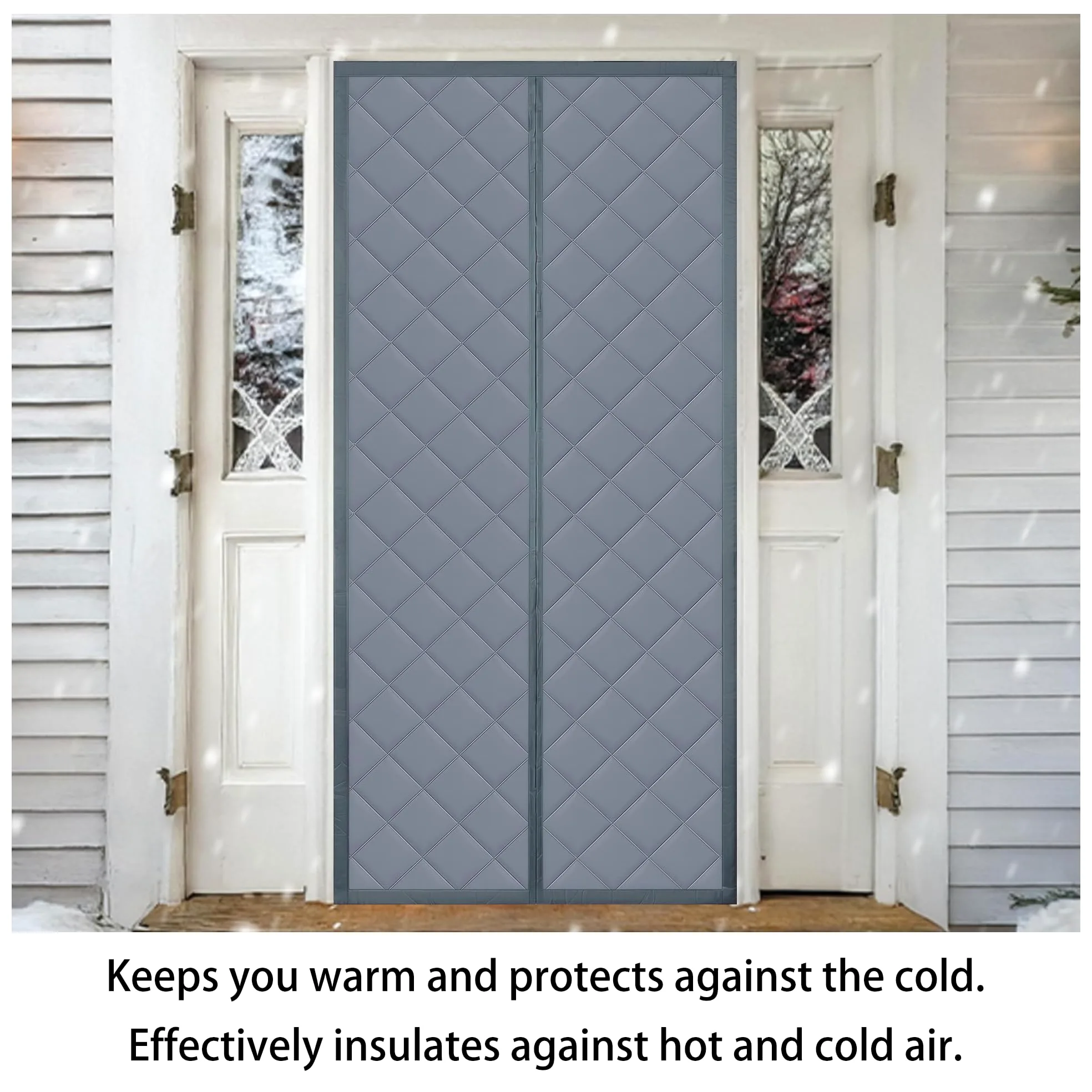 Tenda Termica Magnetica per Porte 75 x 293 cm Anti Freddo, Oscuramento, Insonorizzazione, Chiusura Automatica Tenda Isolante Porte Invernali per Interni Esterni, grigio argento
