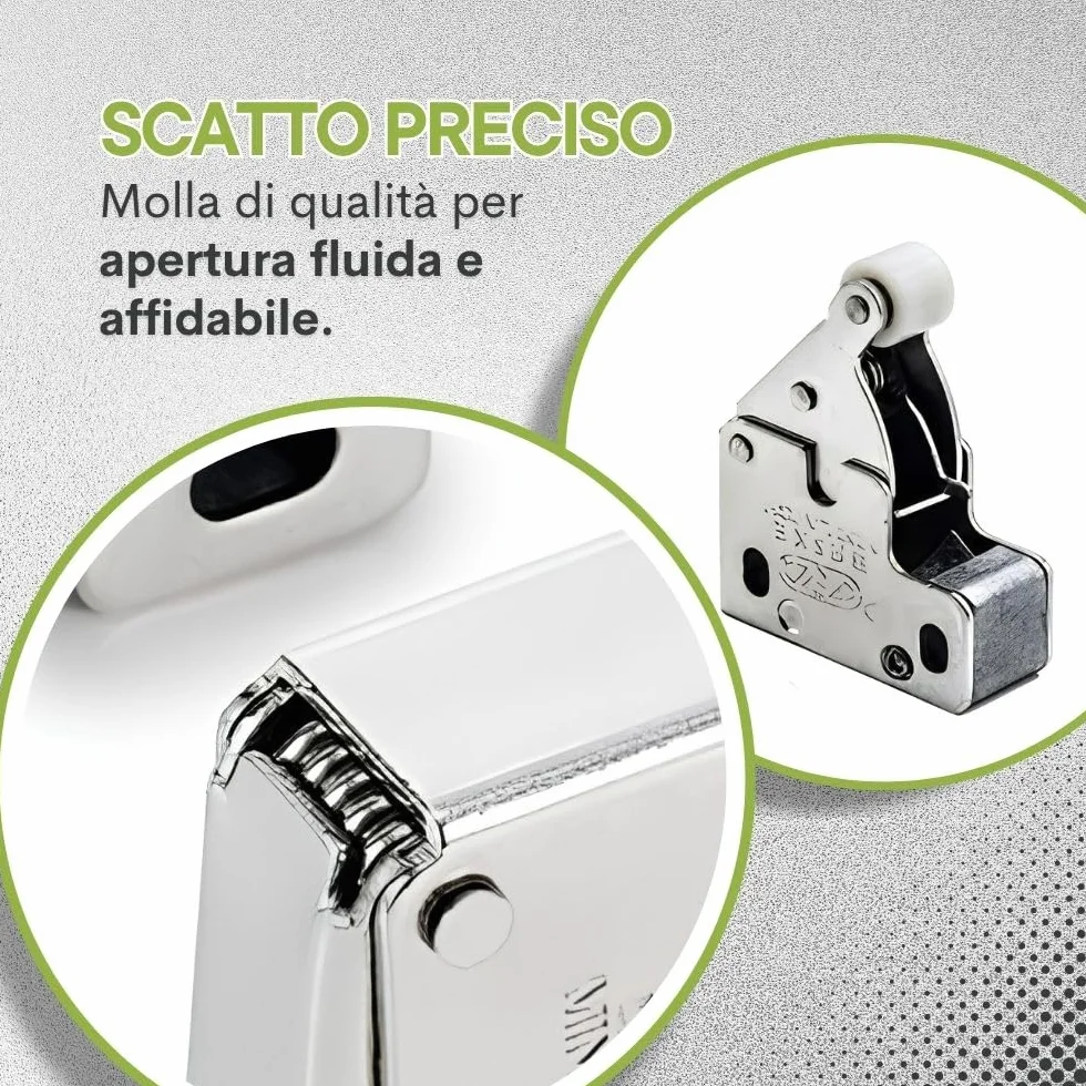 4 pz. Meccanismi push pull modello mini Latch – originali BASKE - clic clac per botole e sportelli di ispezione – scrocco a molla (4 pz.)
