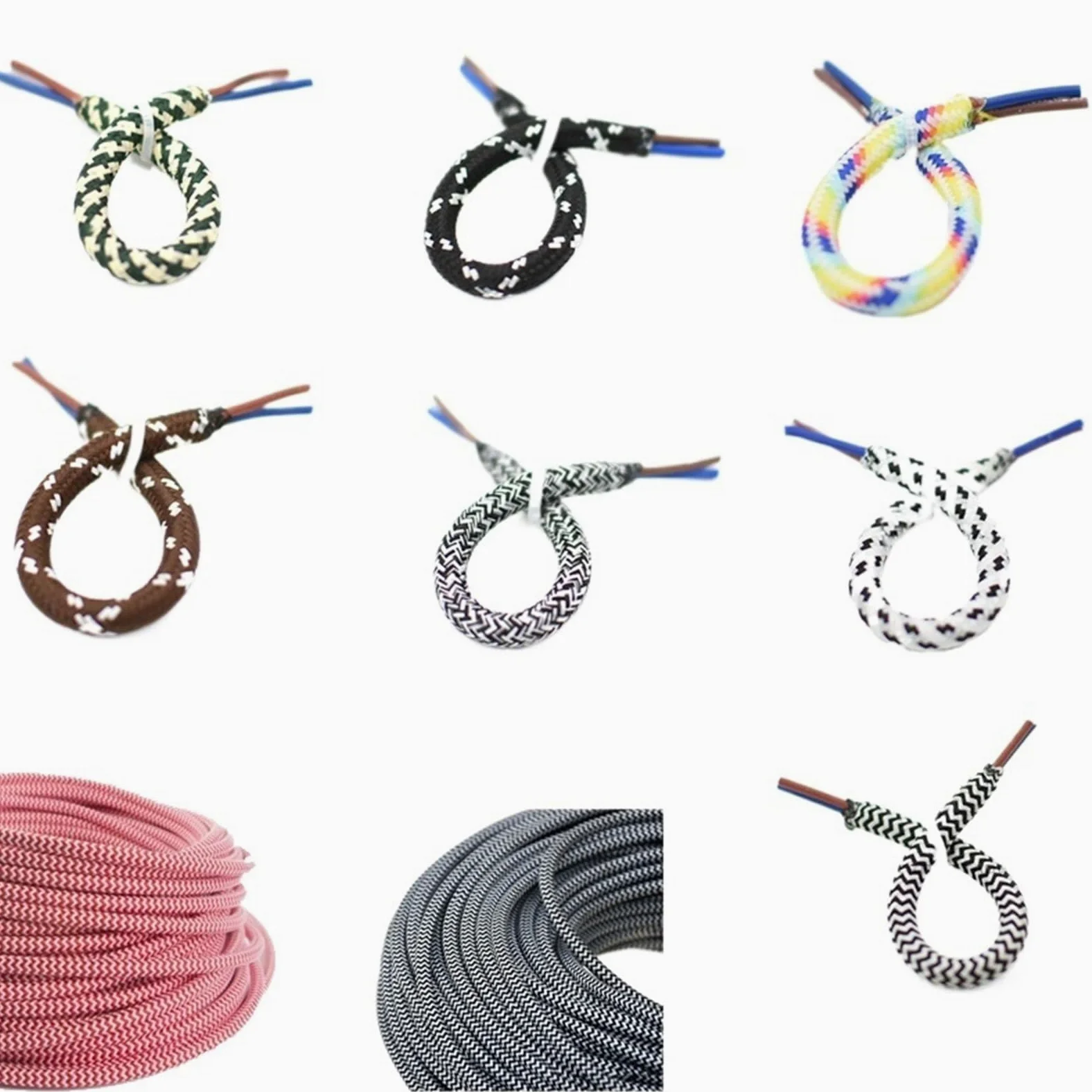 filo tessile intrecciato, Cavo elettrico intrecciato in tessuto a 2 conduttori 0,75 mm² 18 AWG(Color 1,5 Meter)