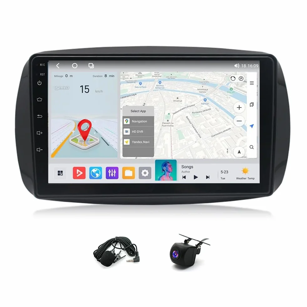 Autoradio Android da 9 pollici per Mercedes Smart Forfour Fortwo 453 2014-2022, schermo touch screen wireless, Radio Fortwo 453 Bluetooth Carplay Android Auto 2 DIN con telecamera di retromarcia